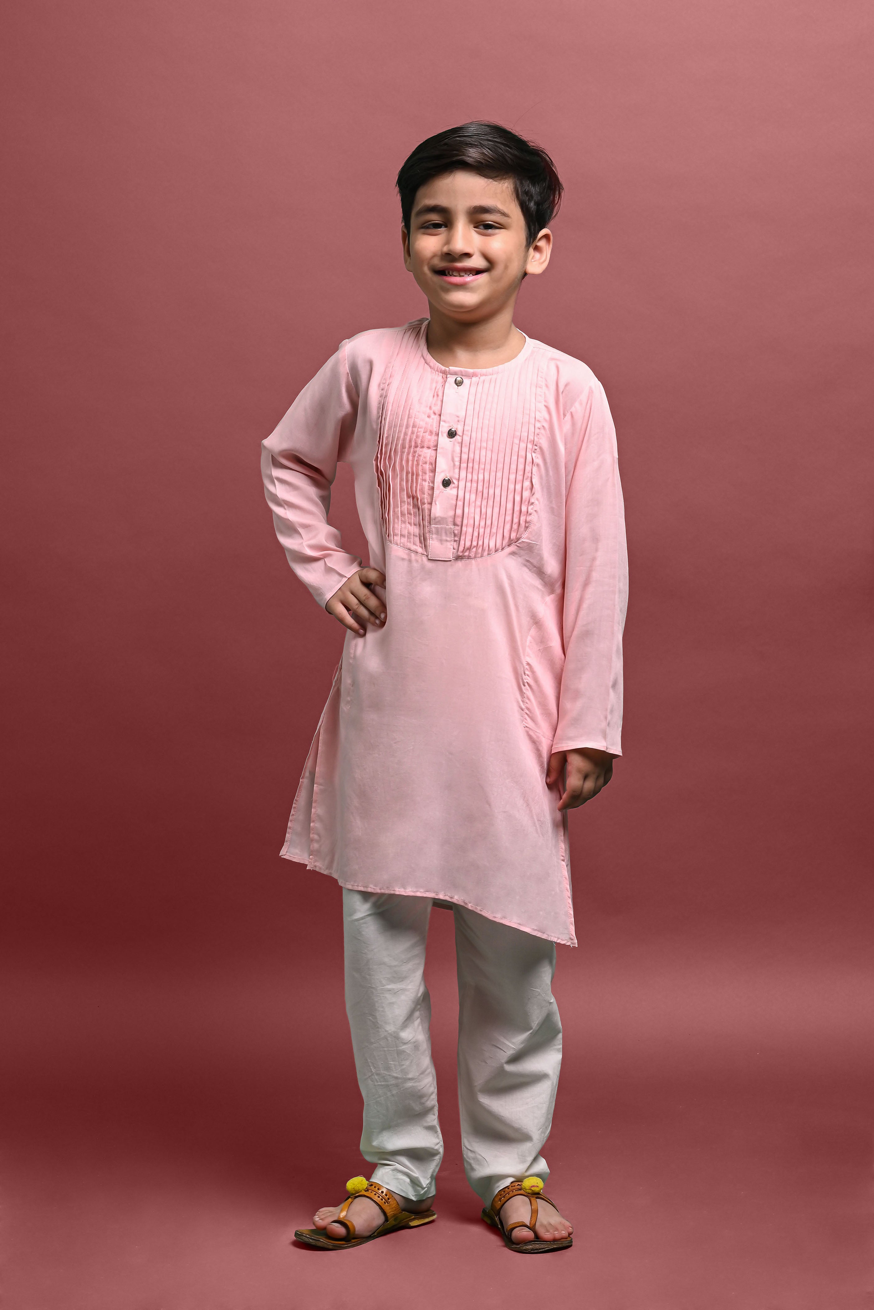 Animal Print Cotton Blend Pink Kurta Pajama Set – Vesham