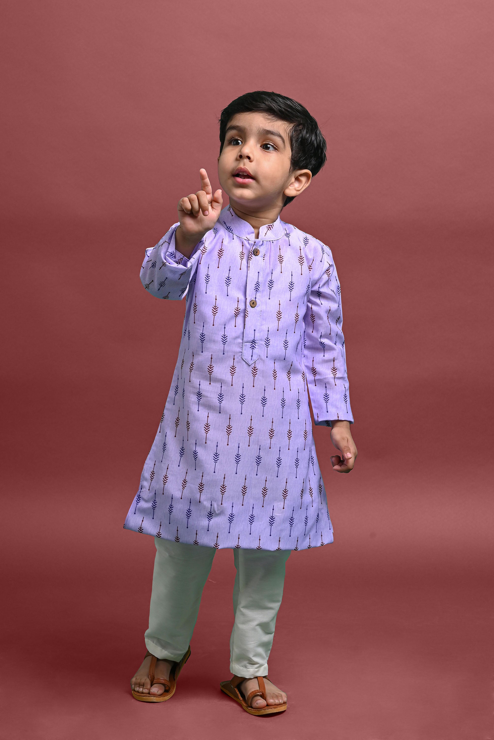 Violet Printed Kurta With Pajama Set For Boys Vesham Retails