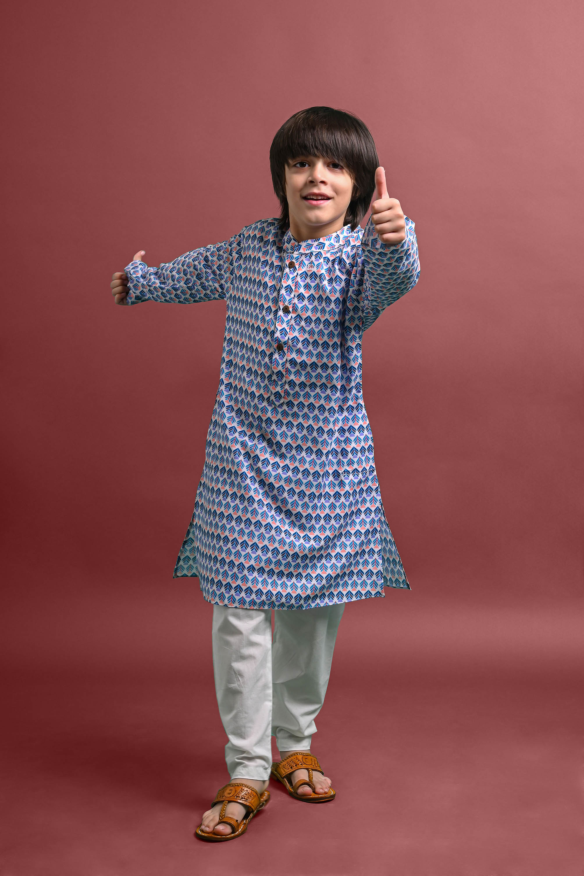 Blue Printed Kurta With Pajama Set For Boys Vesham Retails