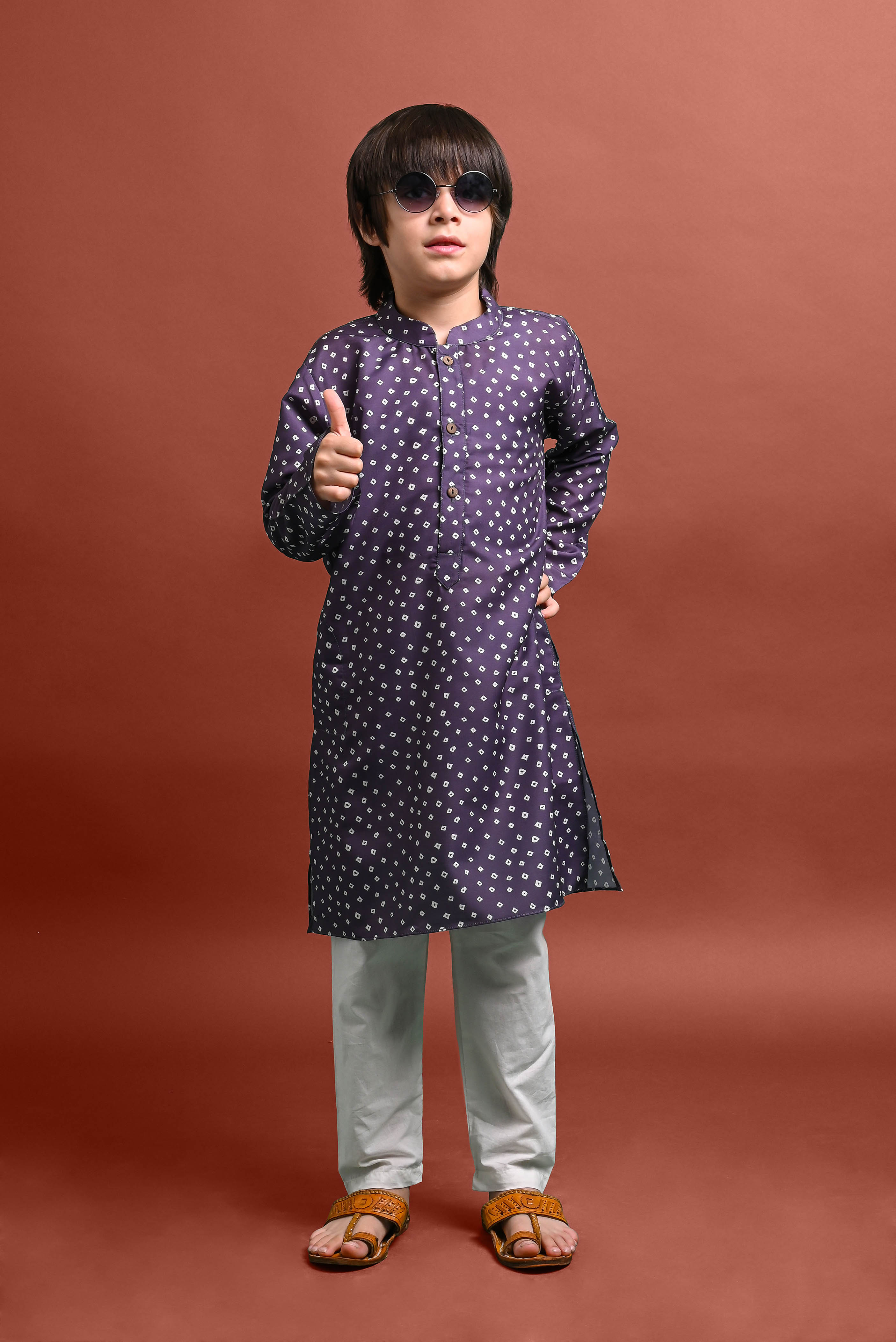 Grey Printed Kurta With Pajama Set For Boys Vesham Retails