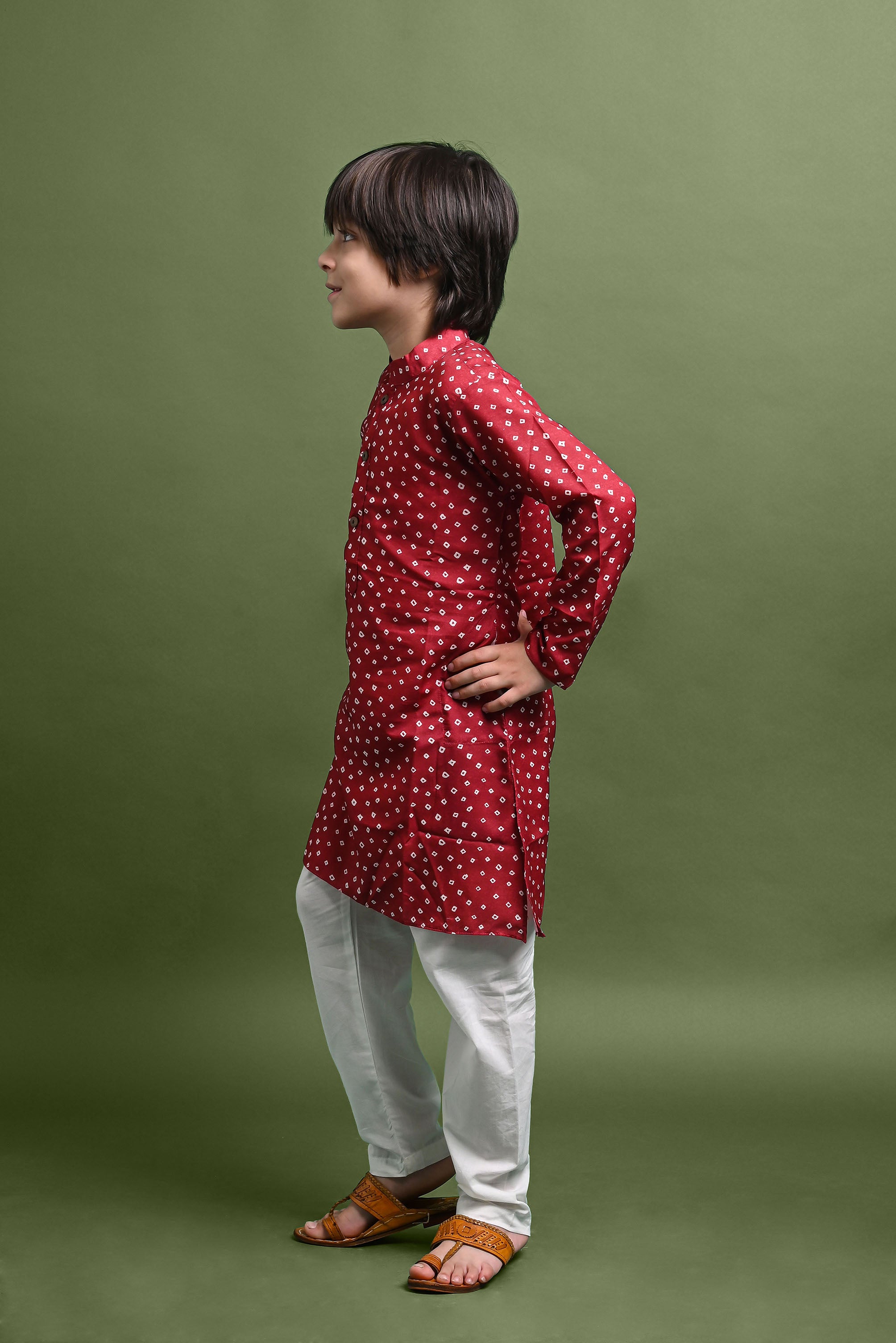 Maroon Printed Kurta With Pajama Set For Boys Vesham Retails