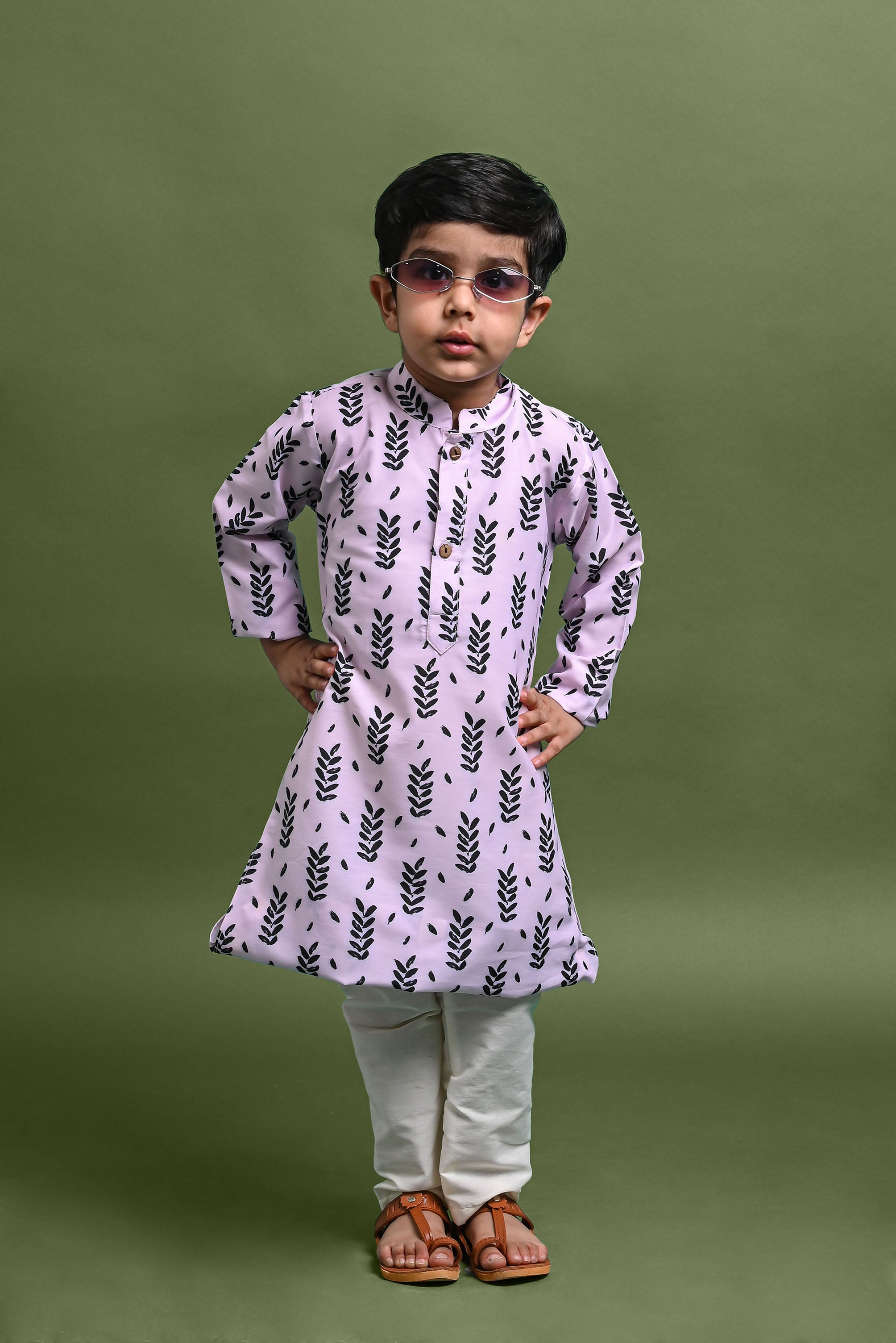 Violet Printed Kurta With Pajama Set For Boys Vesham Retails