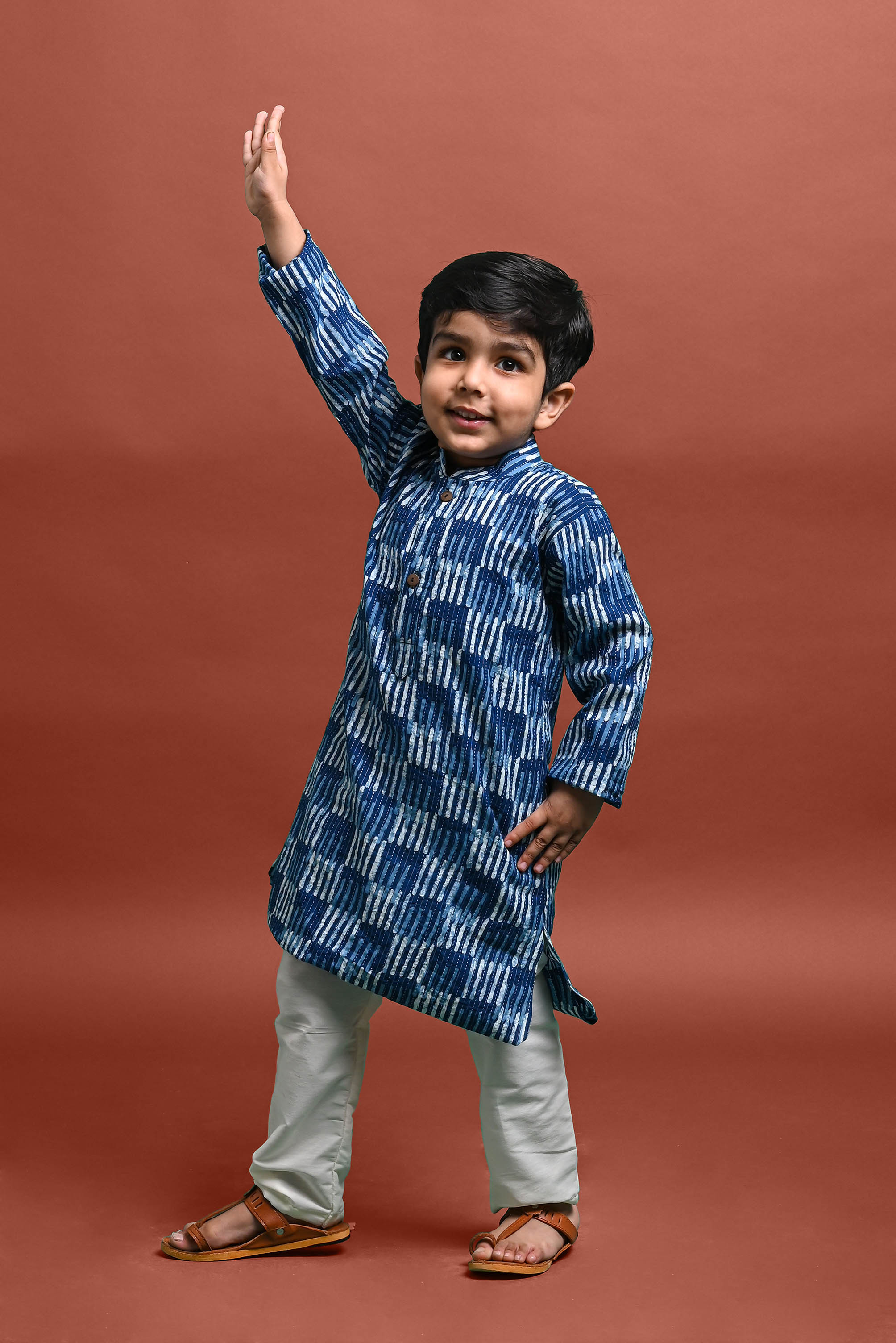 Blue Printed Kurta With Pajama Set For Boys Vesham Retails