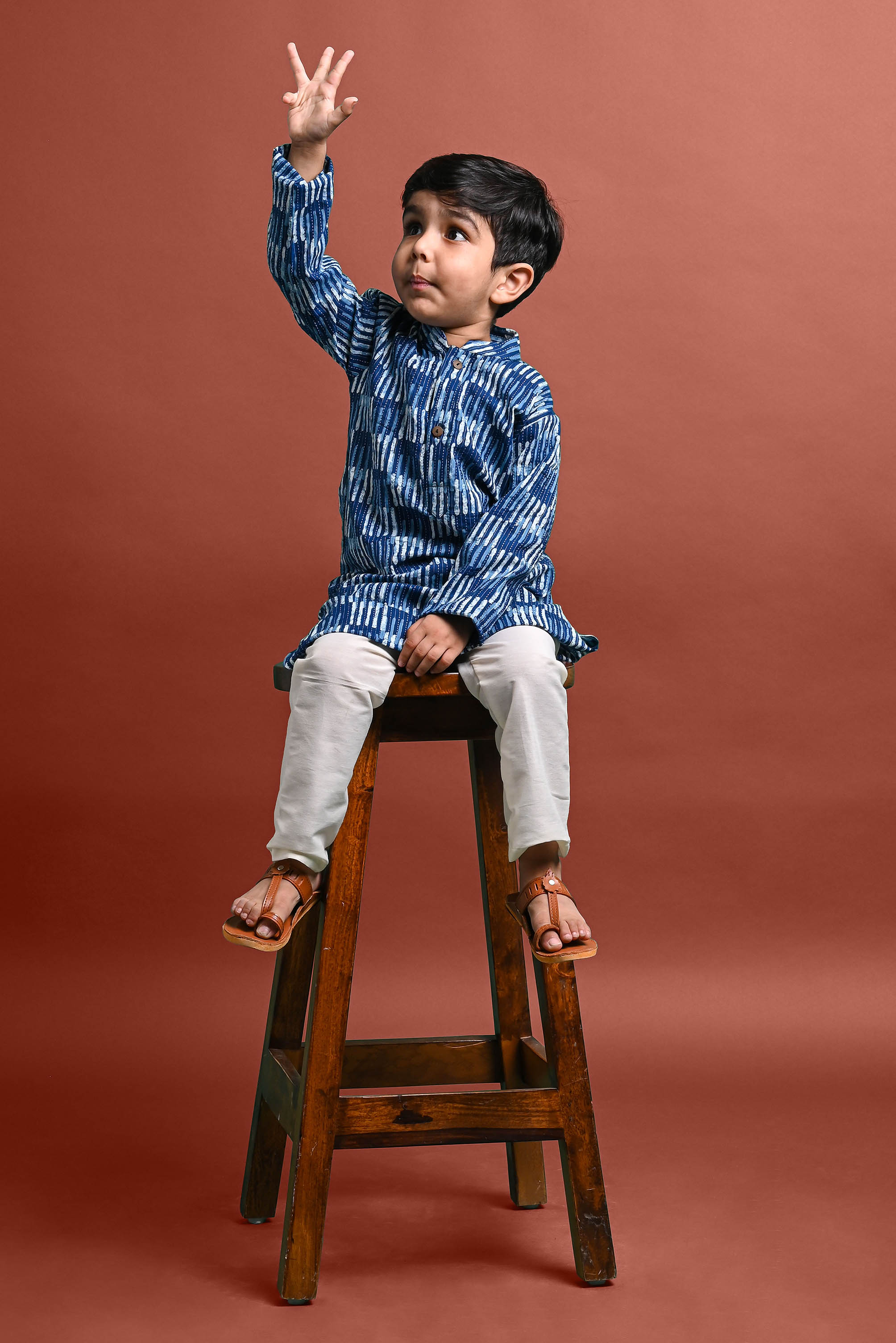 Blue Printed Kurta With Pajama Set For Boys Vesham Retails