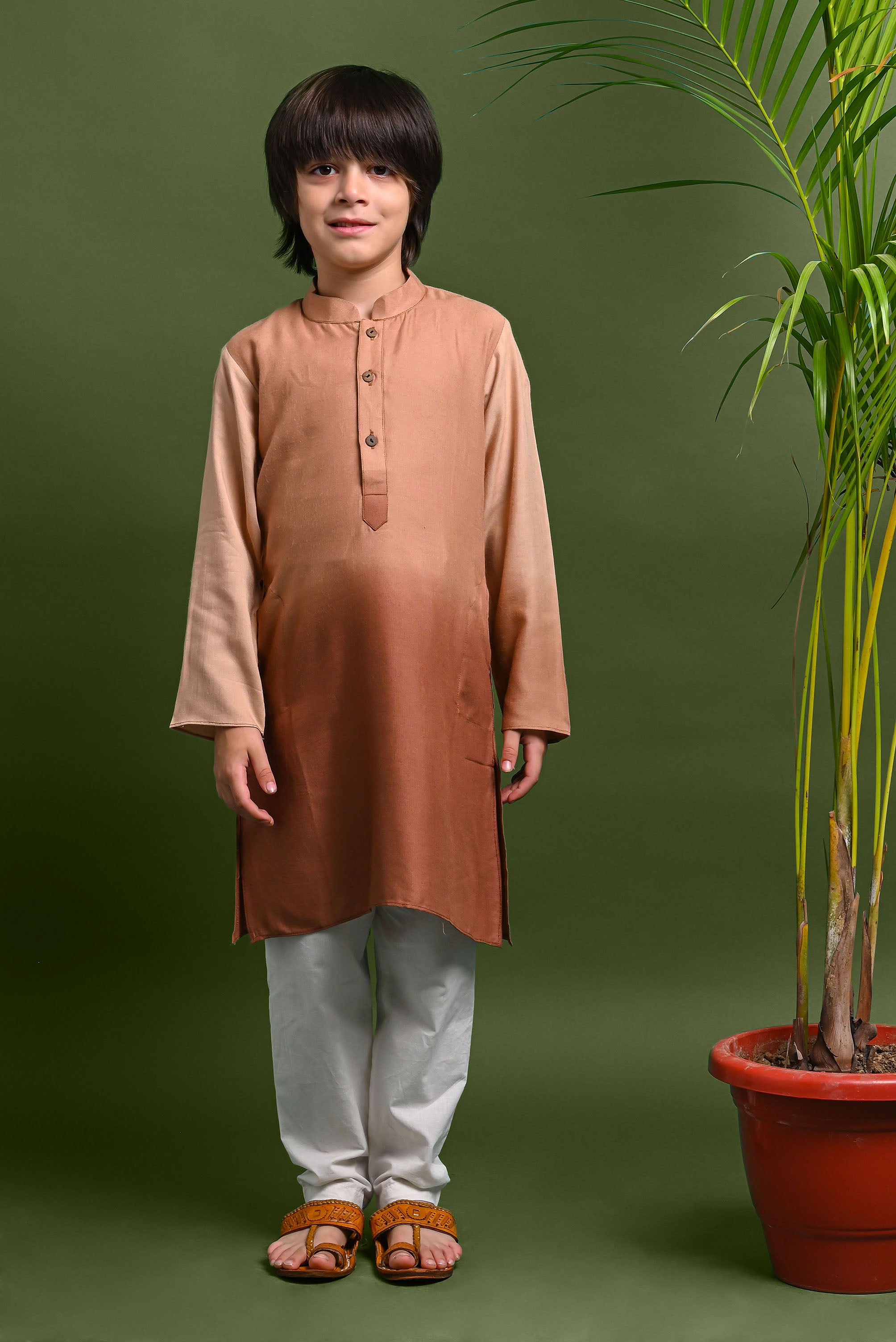 Rust Printed Kurta With Pajama Set For Boys Vesham Retails