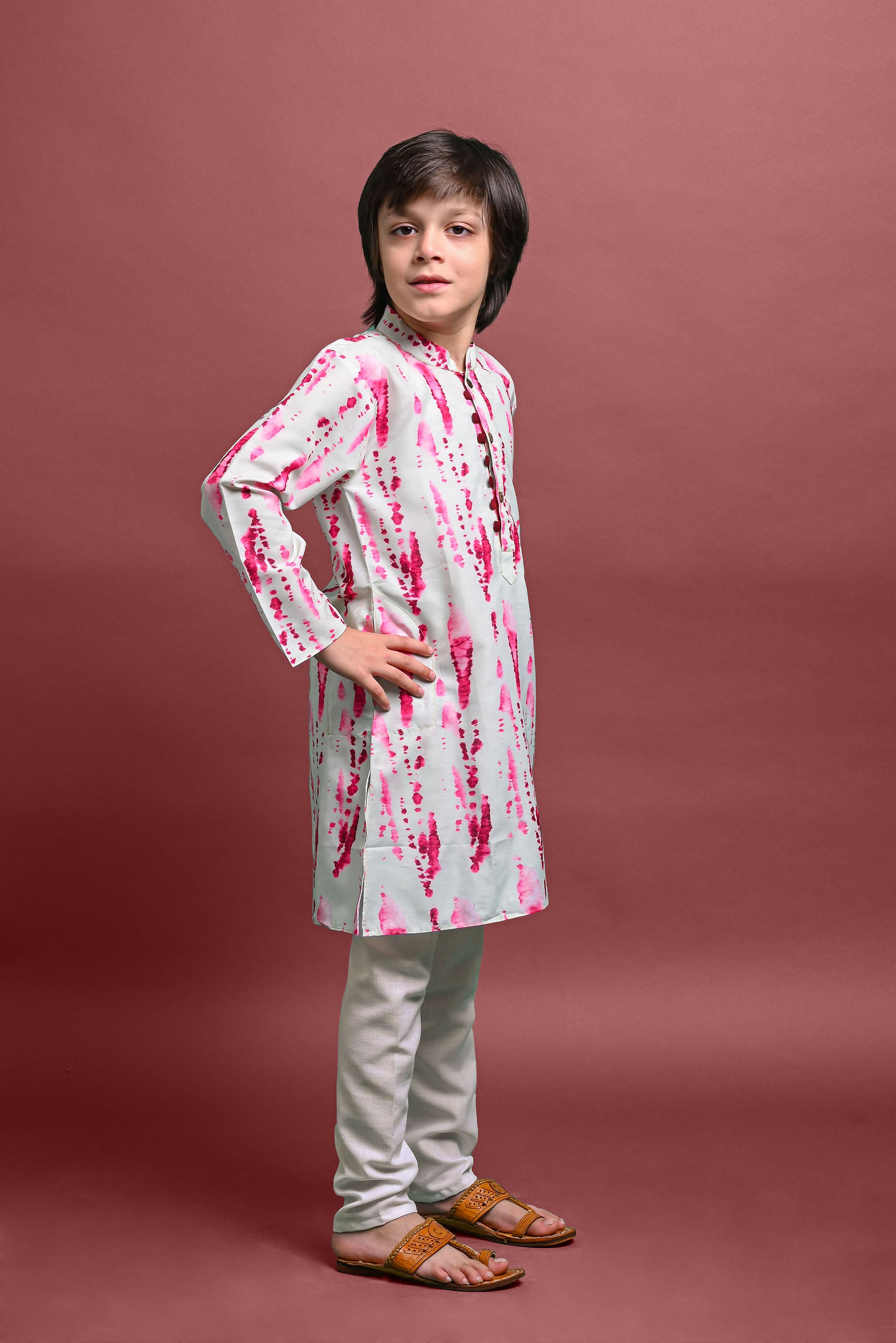 Green Printed Kurta With Pajama Set For Boys Vesham Retails