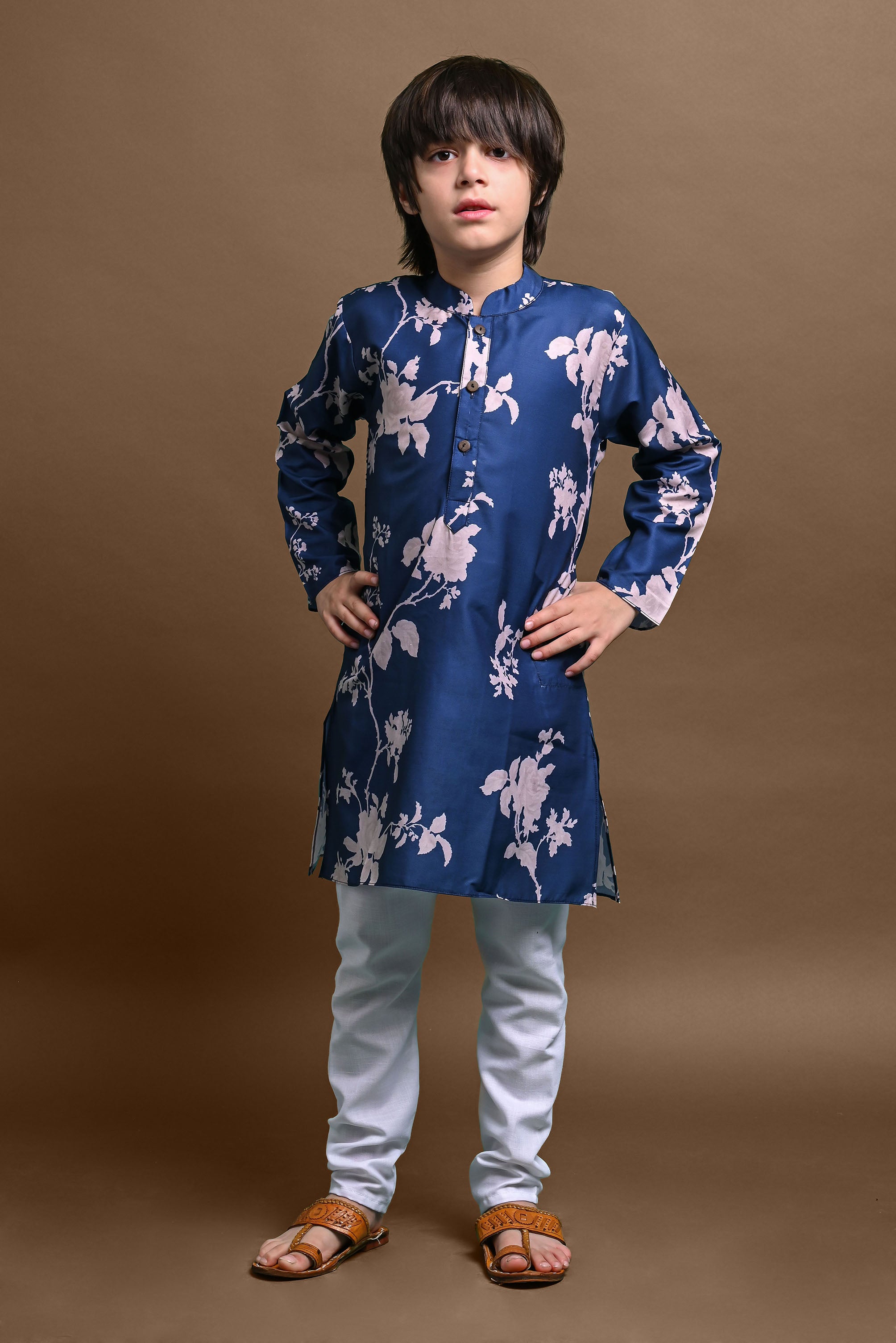 Blue Printed Kurta With Pajama Set For Boys Vesham Retails