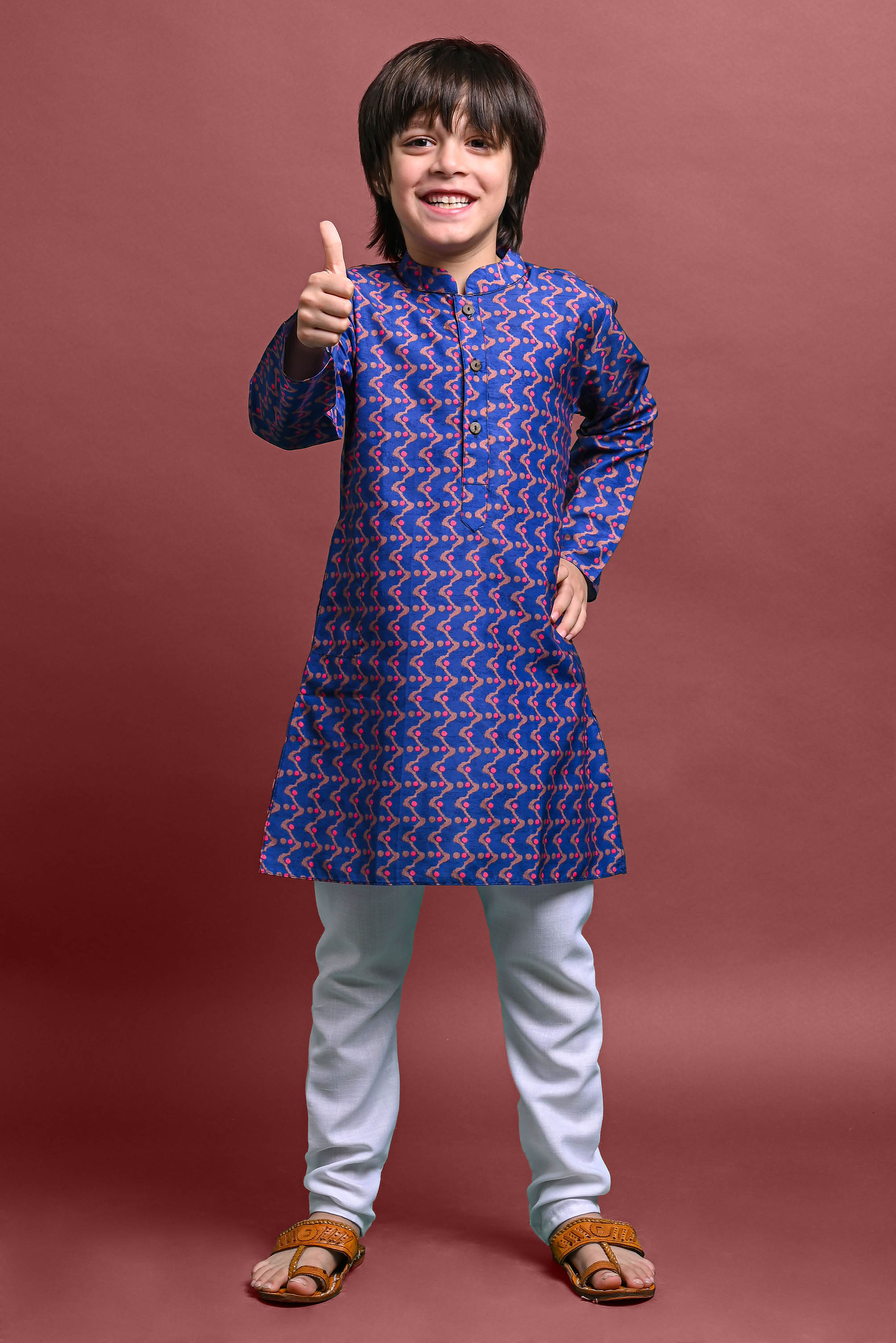 Blue Printed Kurta With Pajama Set For Boys Vesham Retails