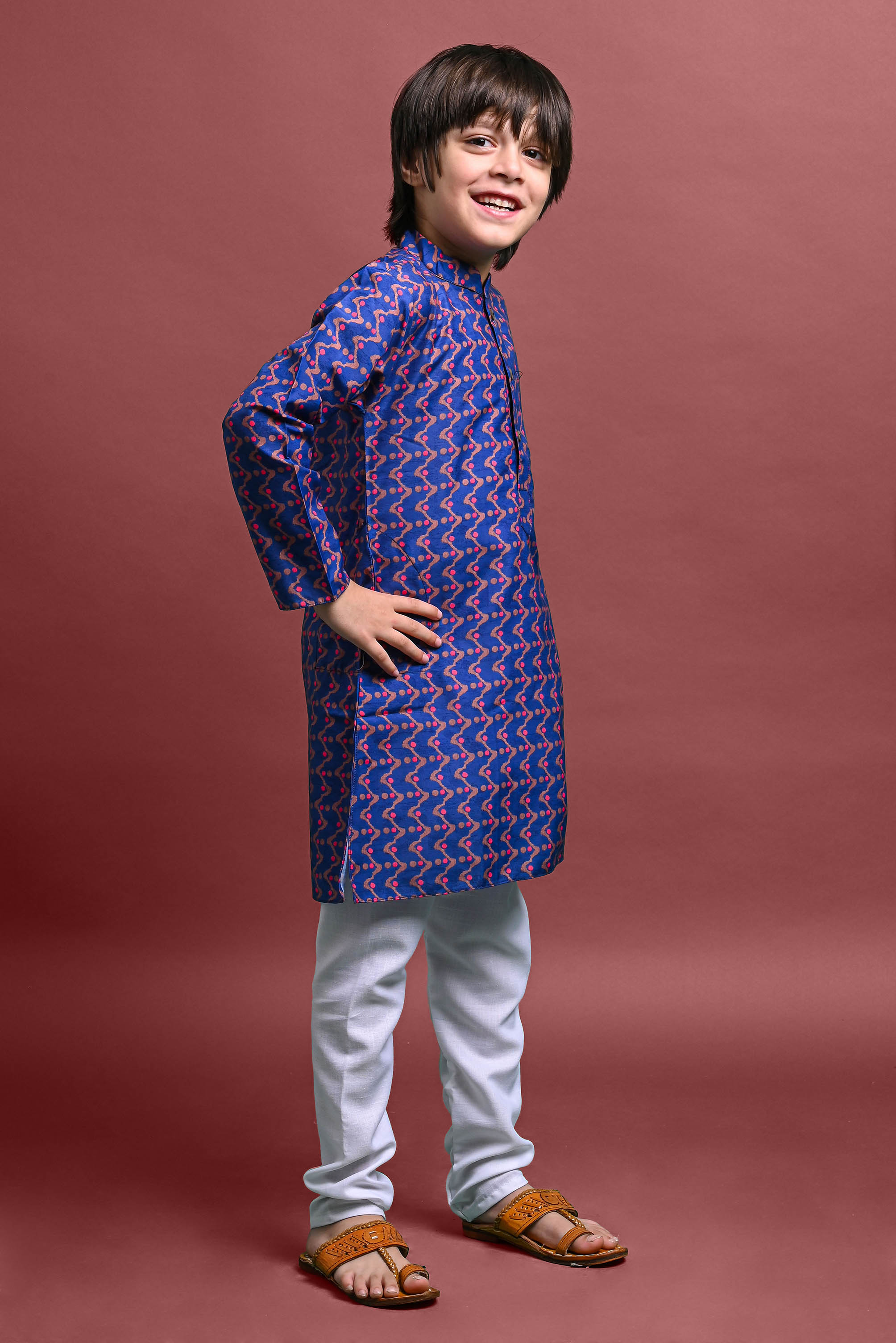 Blue Printed Kurta With Pajama Set For Boys Vesham Retails