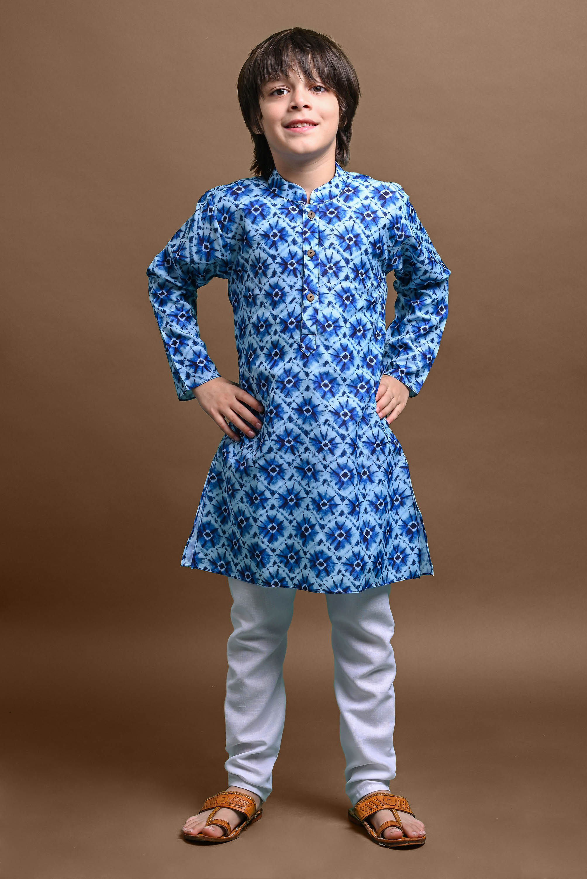 Blue Printed Kurta With Pajama Set For Boys Vesham Retails