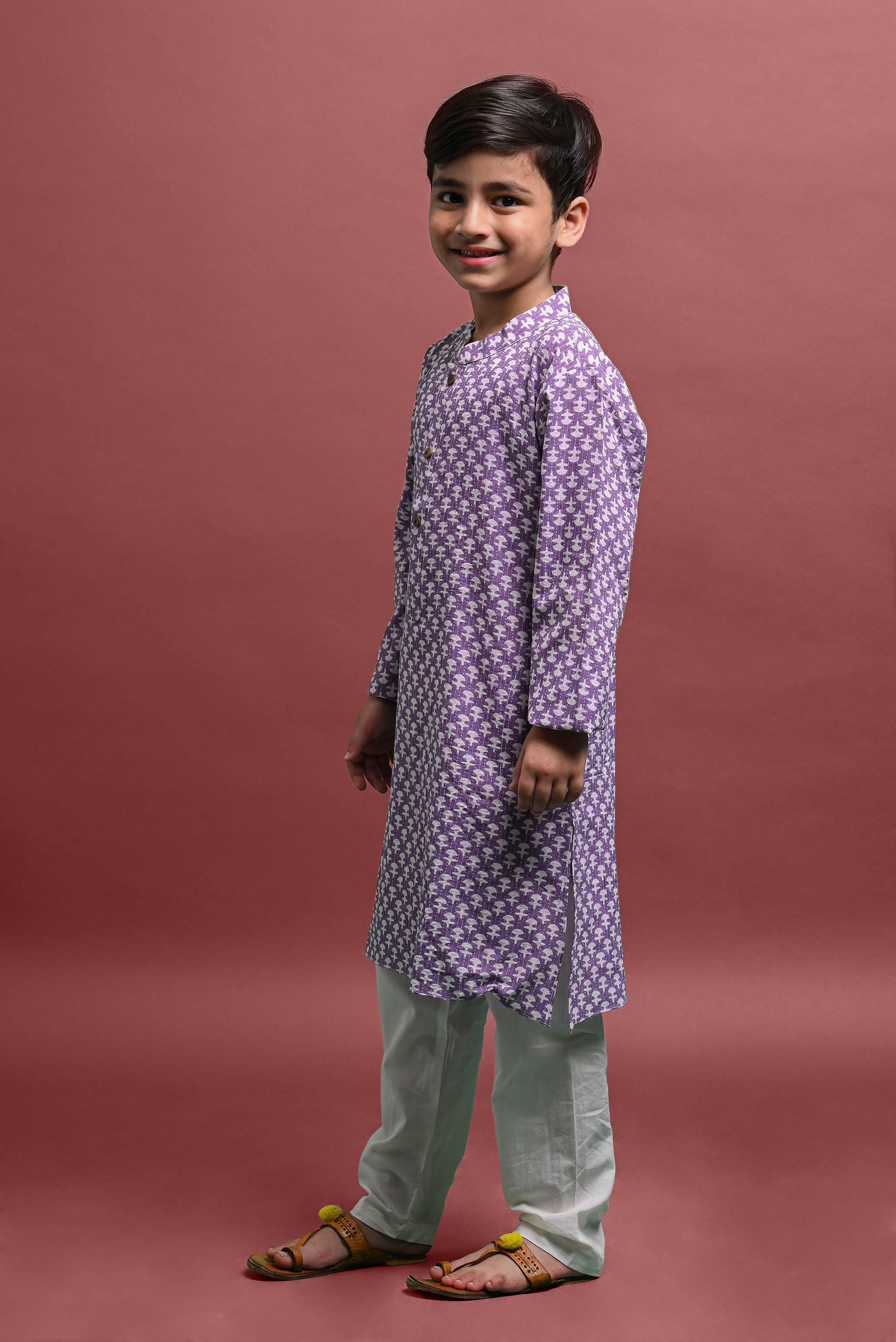 Violet Printed Kurta With Pajama Set For Boys Vesham Retails