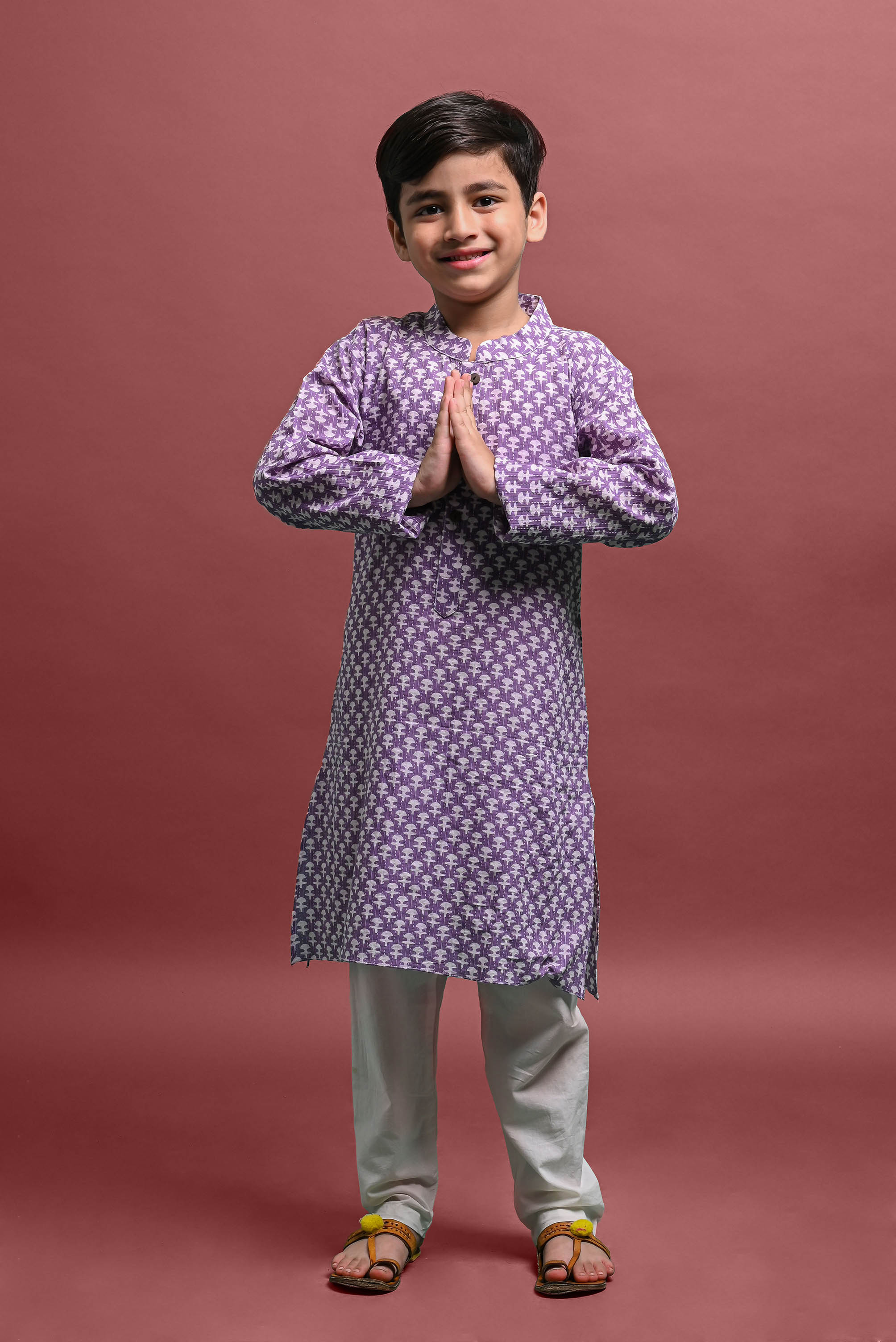 Violet Printed Kurta With Pajama Set For Boys Vesham Retails