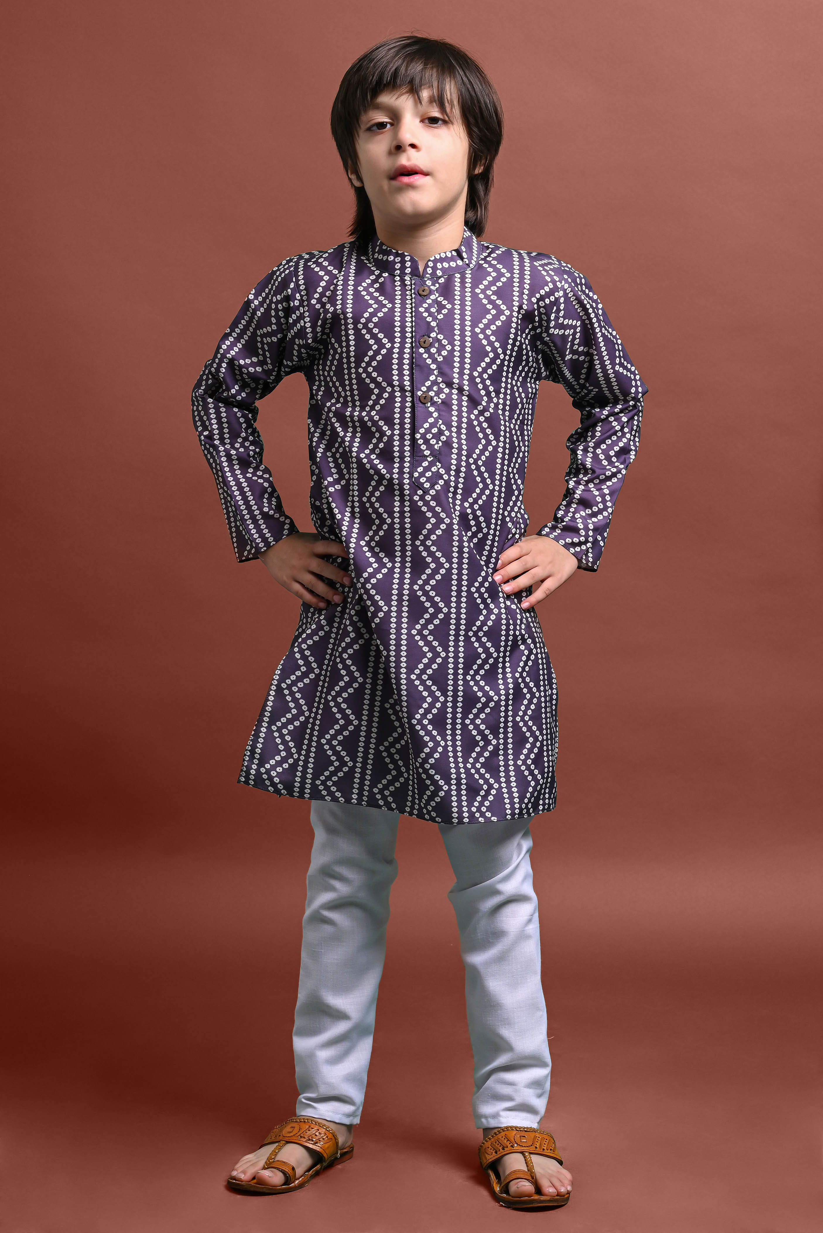 Grey Printed Kurta With Pajama Set For Boys Vesham Retails