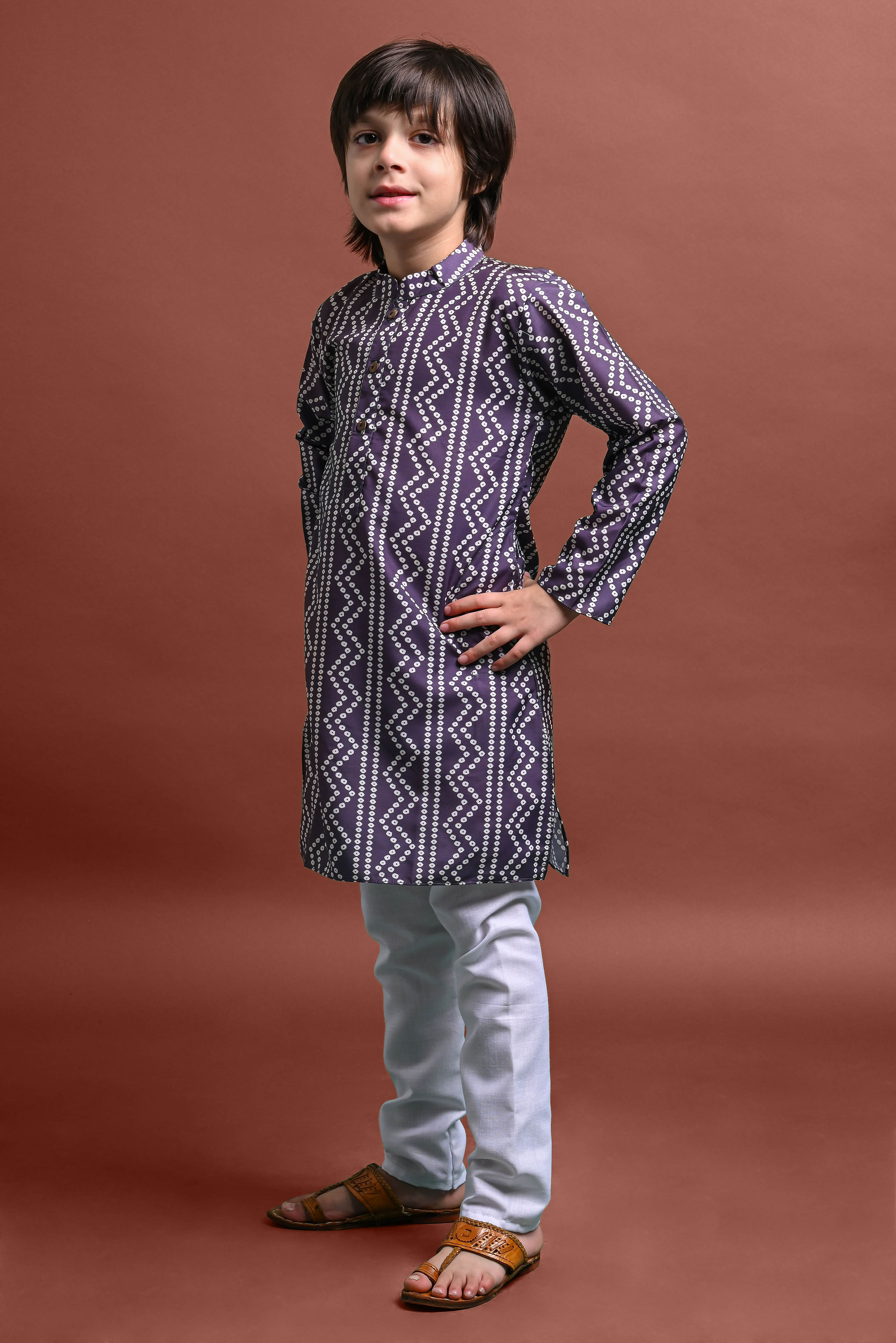 Grey Printed Kurta With Pajama Set For Boys Vesham Retails