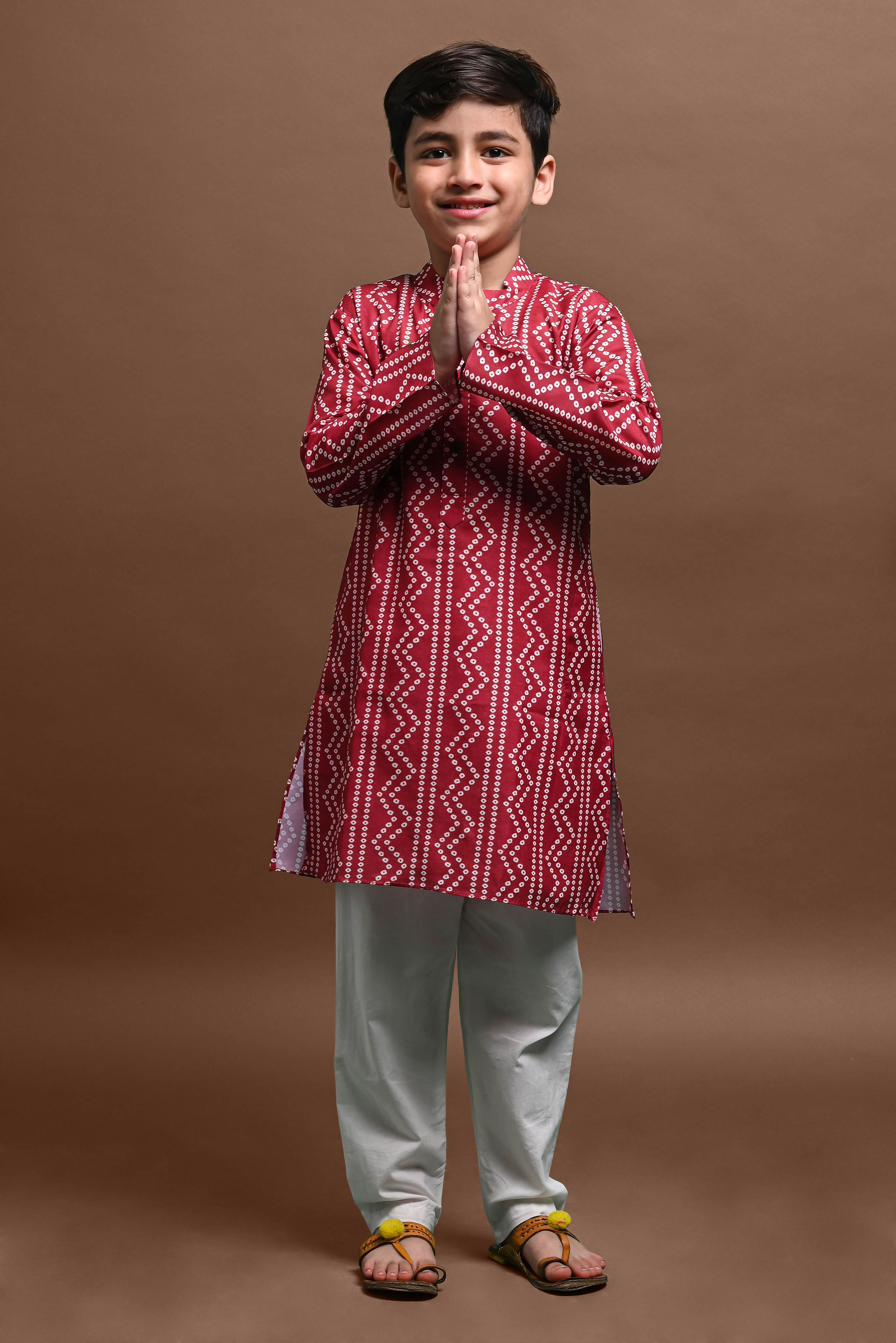 Maroon Printed Kurta With Pajama Set For Boys Vesham Retails