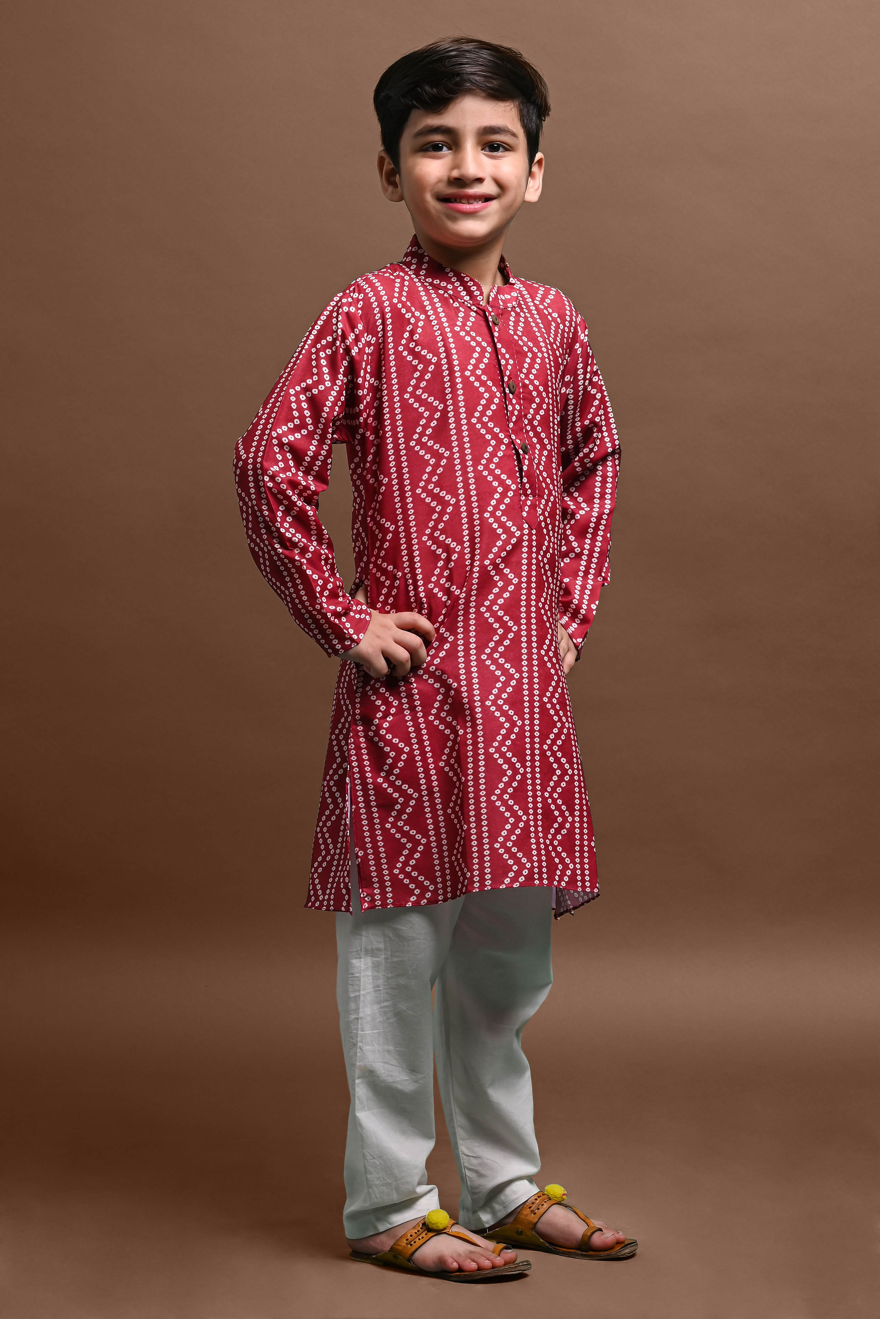 Maroon Printed Kurta With Pajama Set For Boys Vesham Retails