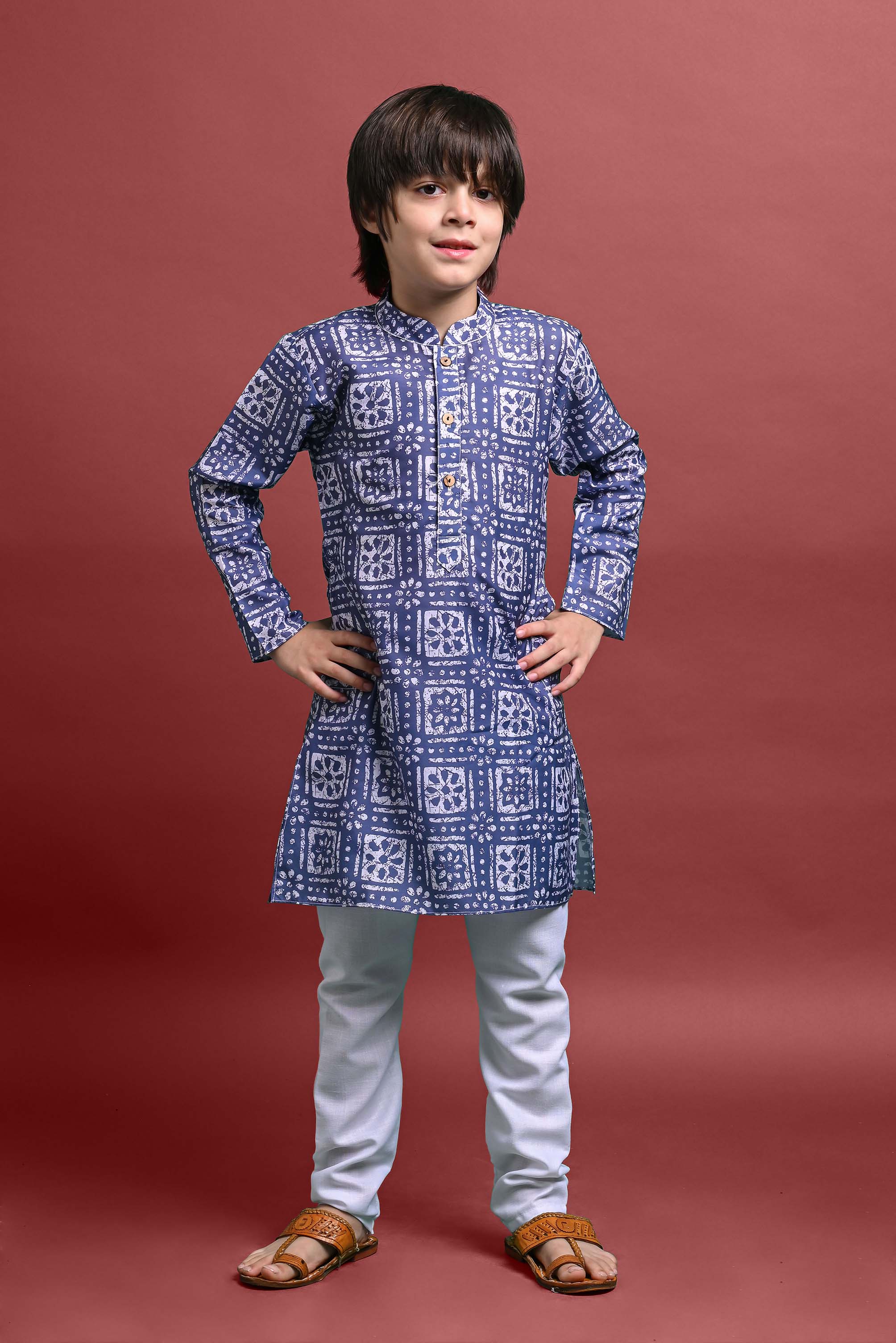 Grey Printed Kurta With Pajama Set For Boys Vesham Retails