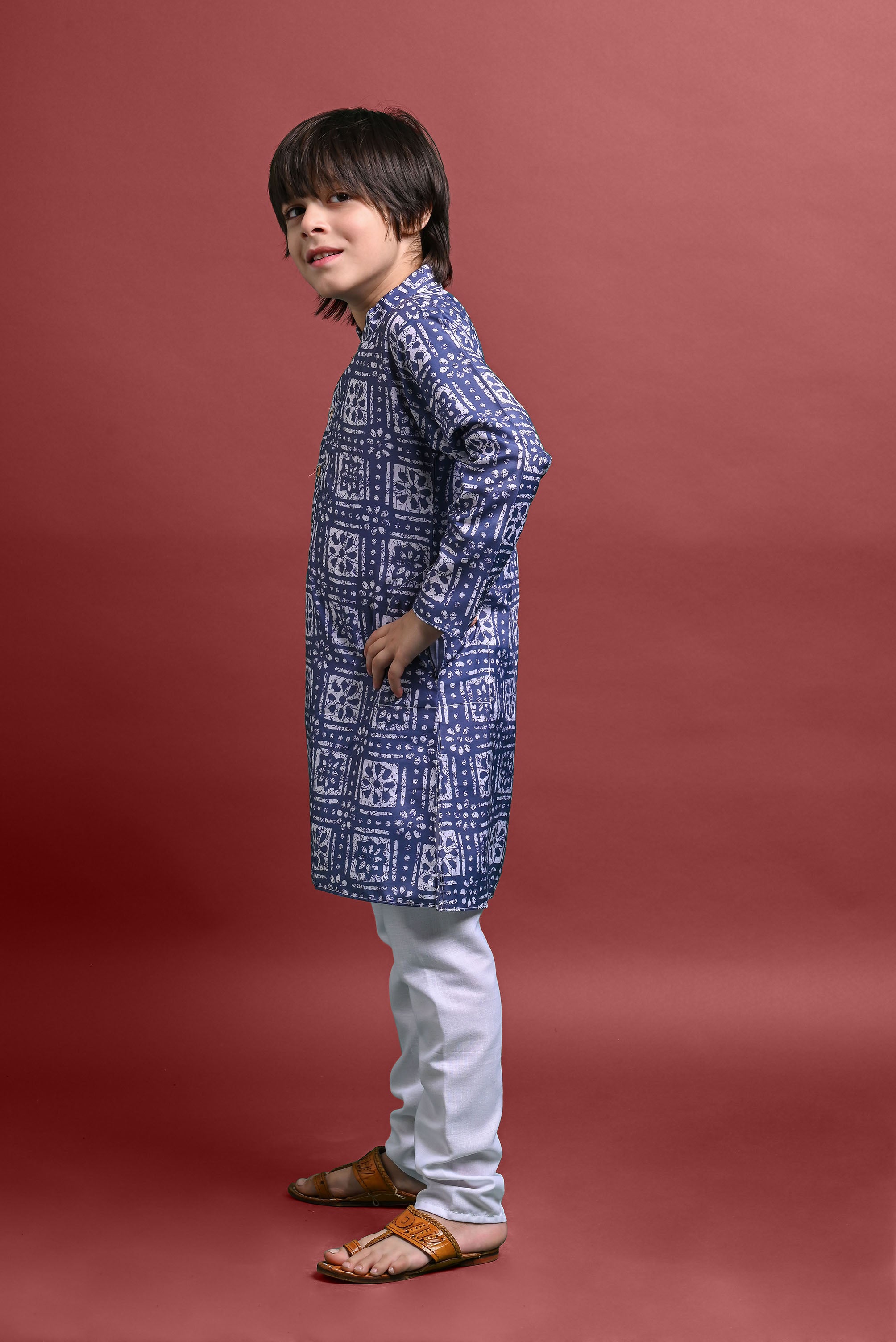 Grey Printed Kurta With Pajama Set For Boys Vesham Retails