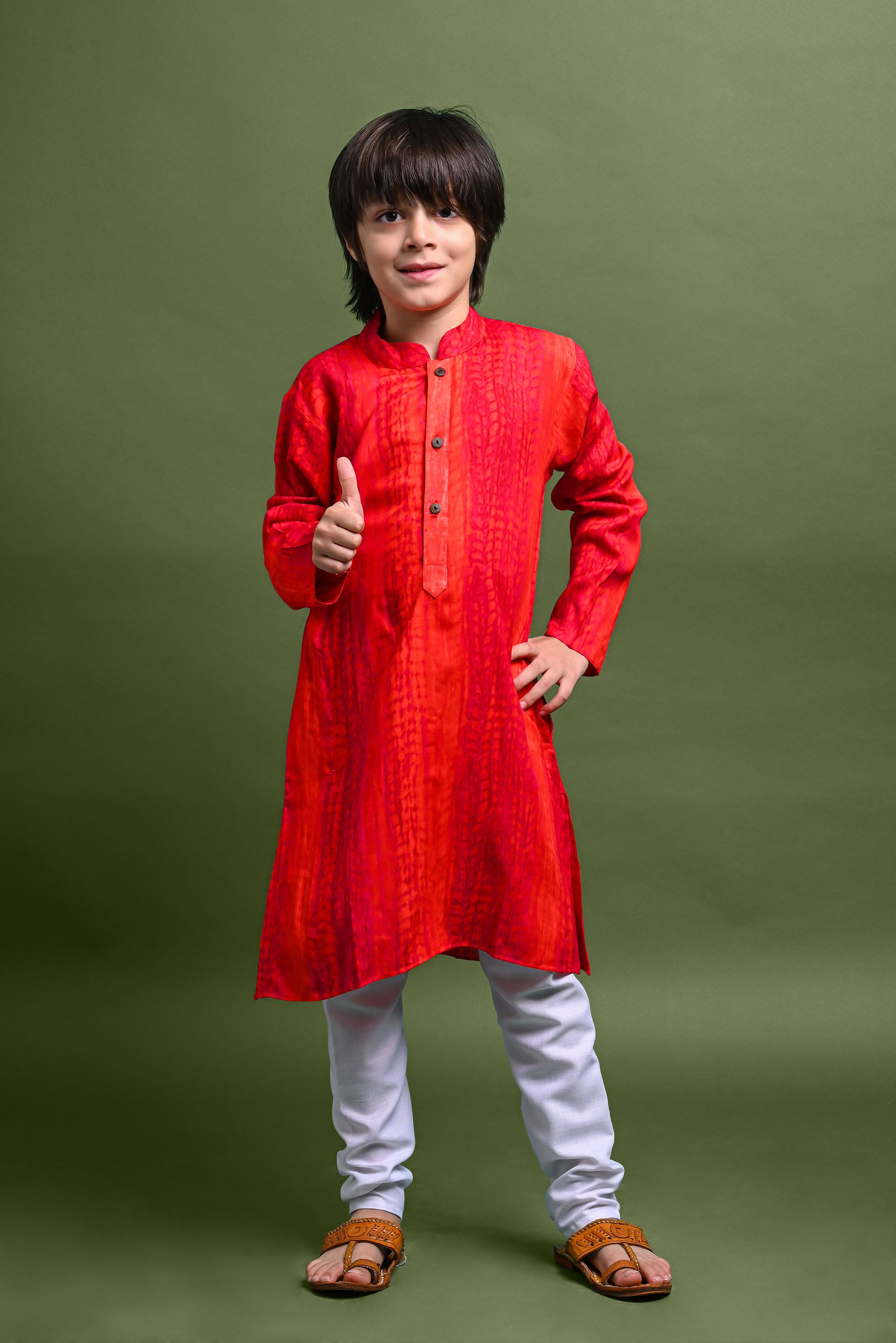 Red Printed Kurta With Pajama Set For Boys Vesham Retails