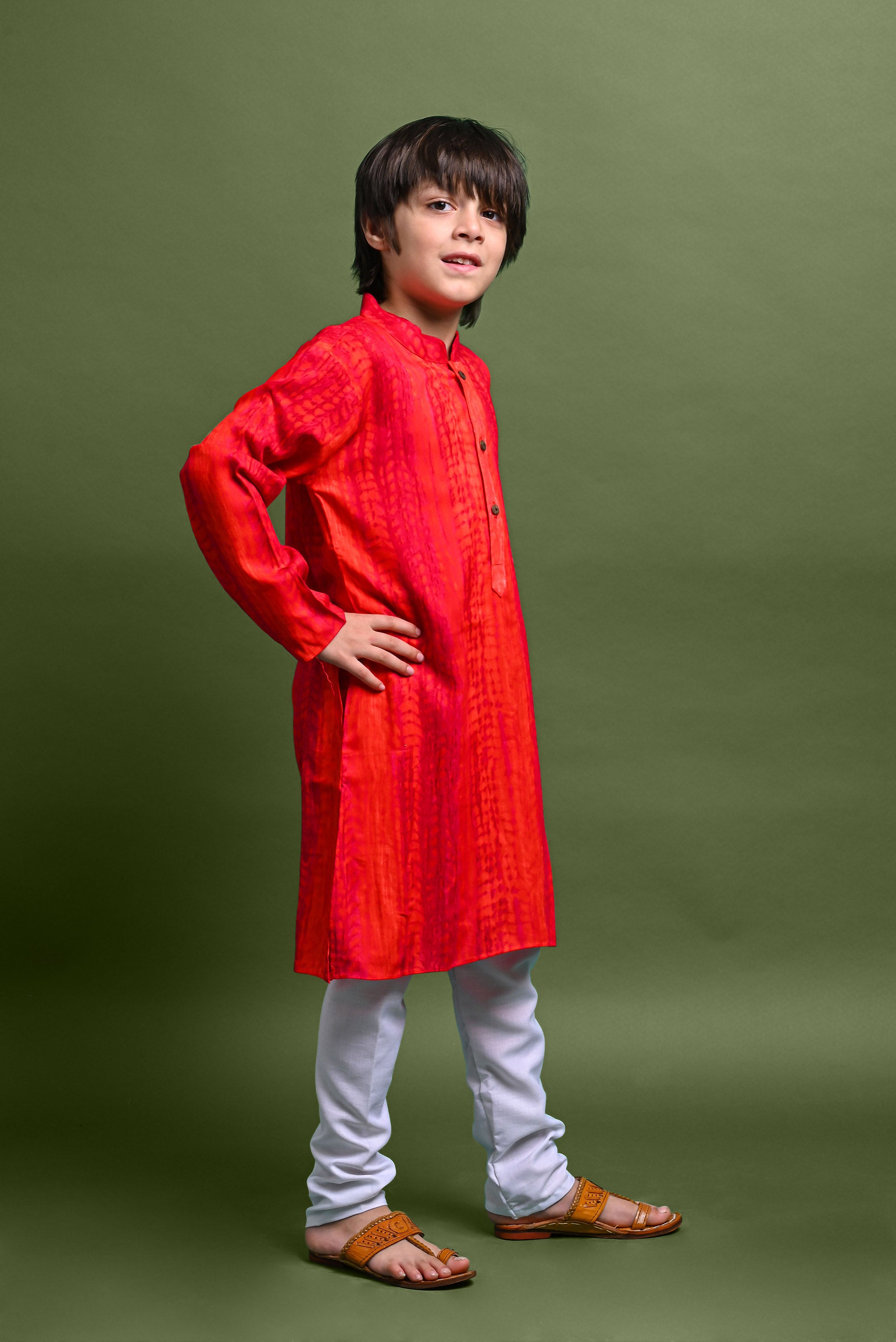 Red Printed Kurta With Pajama Set For Boys Vesham Retails