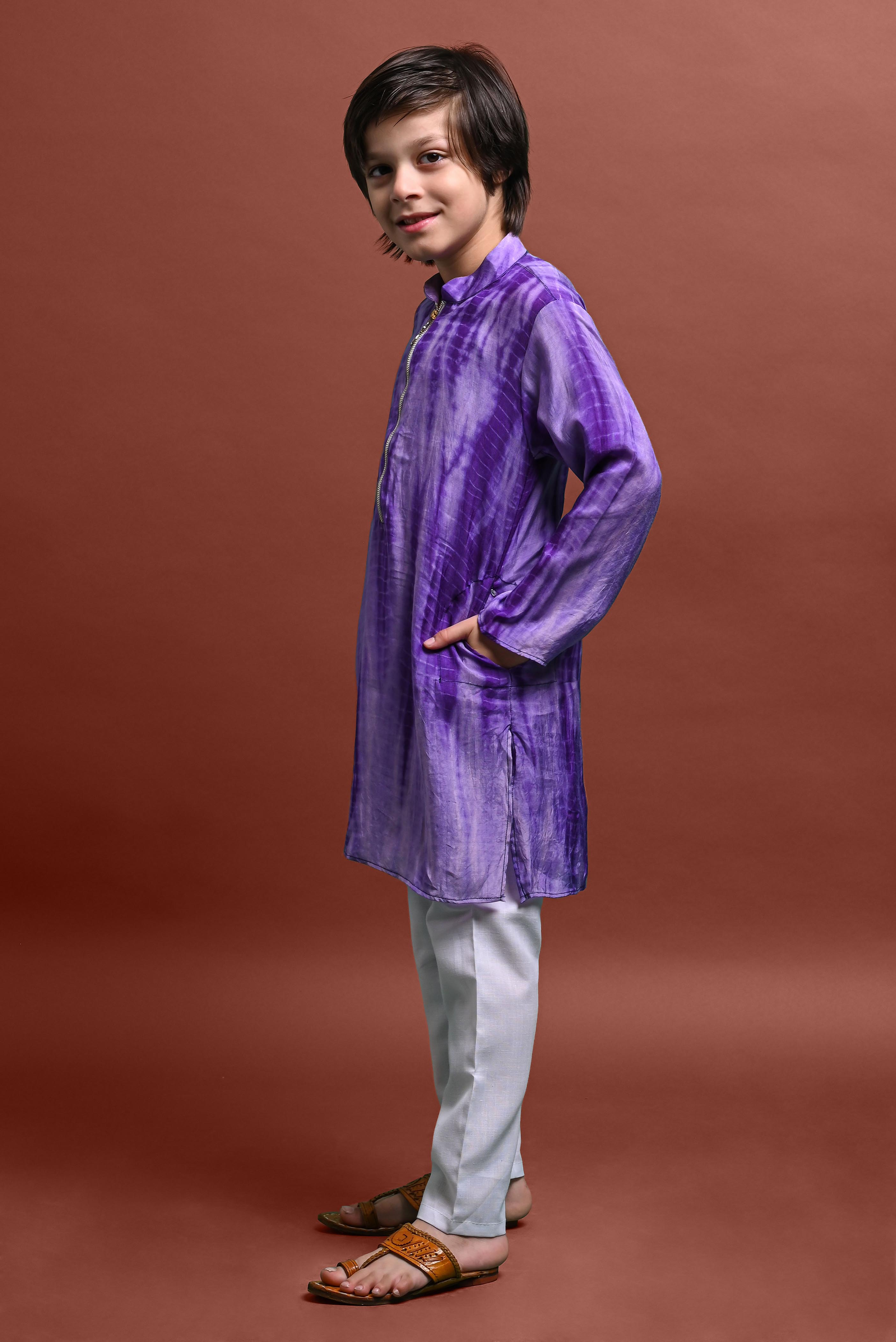 Purple Printed Kurta With Pajama Set For Boys Vesham Retails