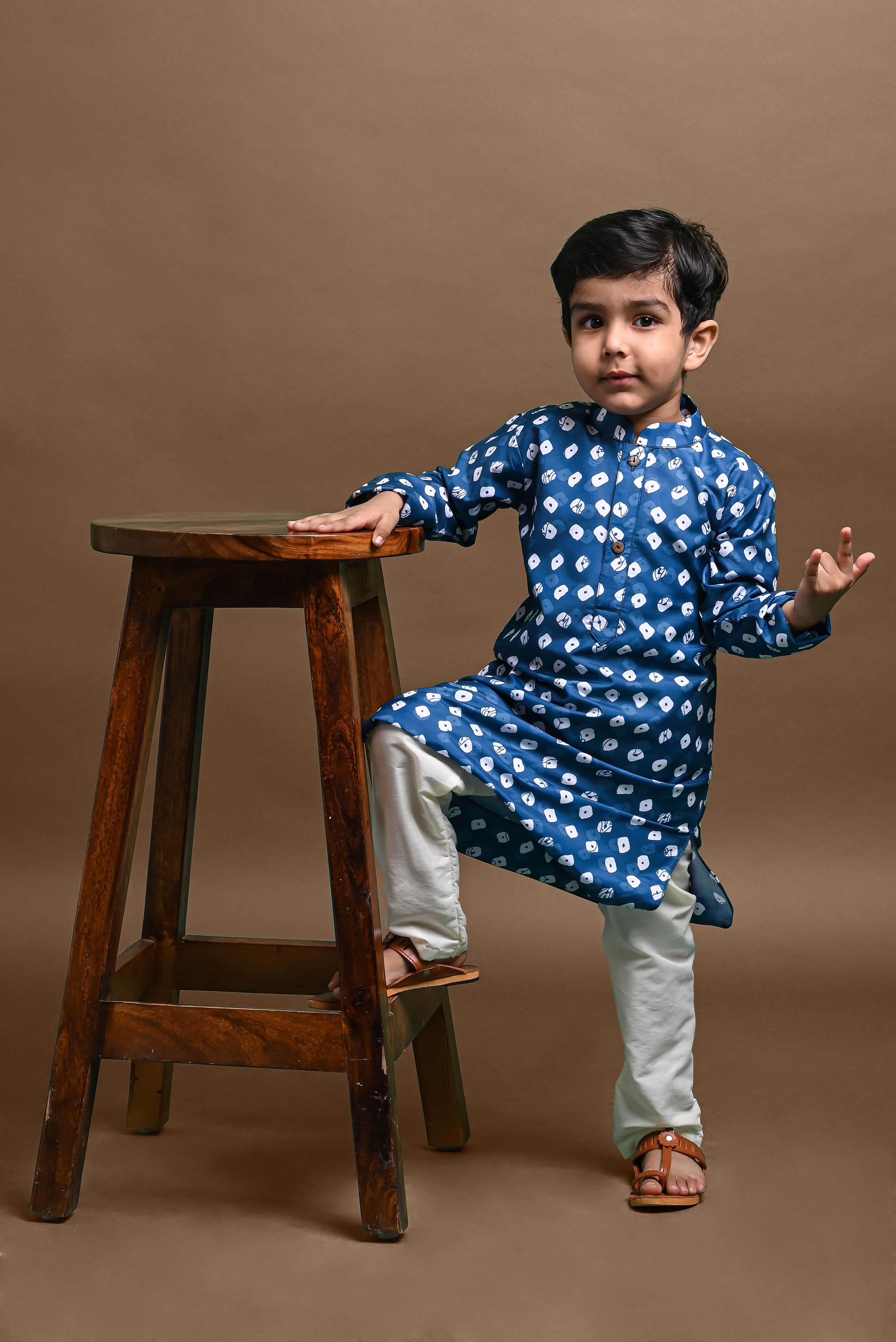 Blue Printed Kurta With Pajama Set For Boys Vesham Retails