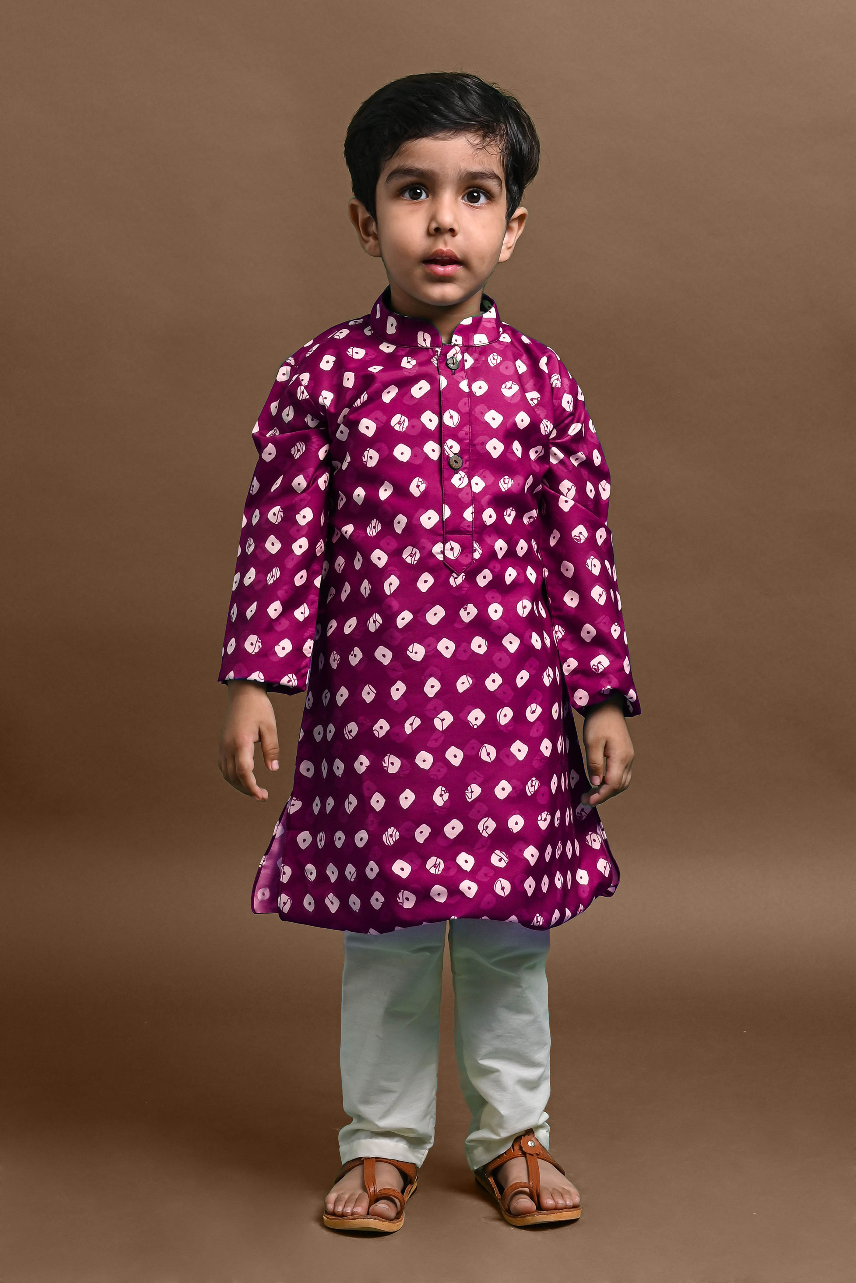 Burgundy Printed Kurta With Pajama Set For Boys Vesham Retails