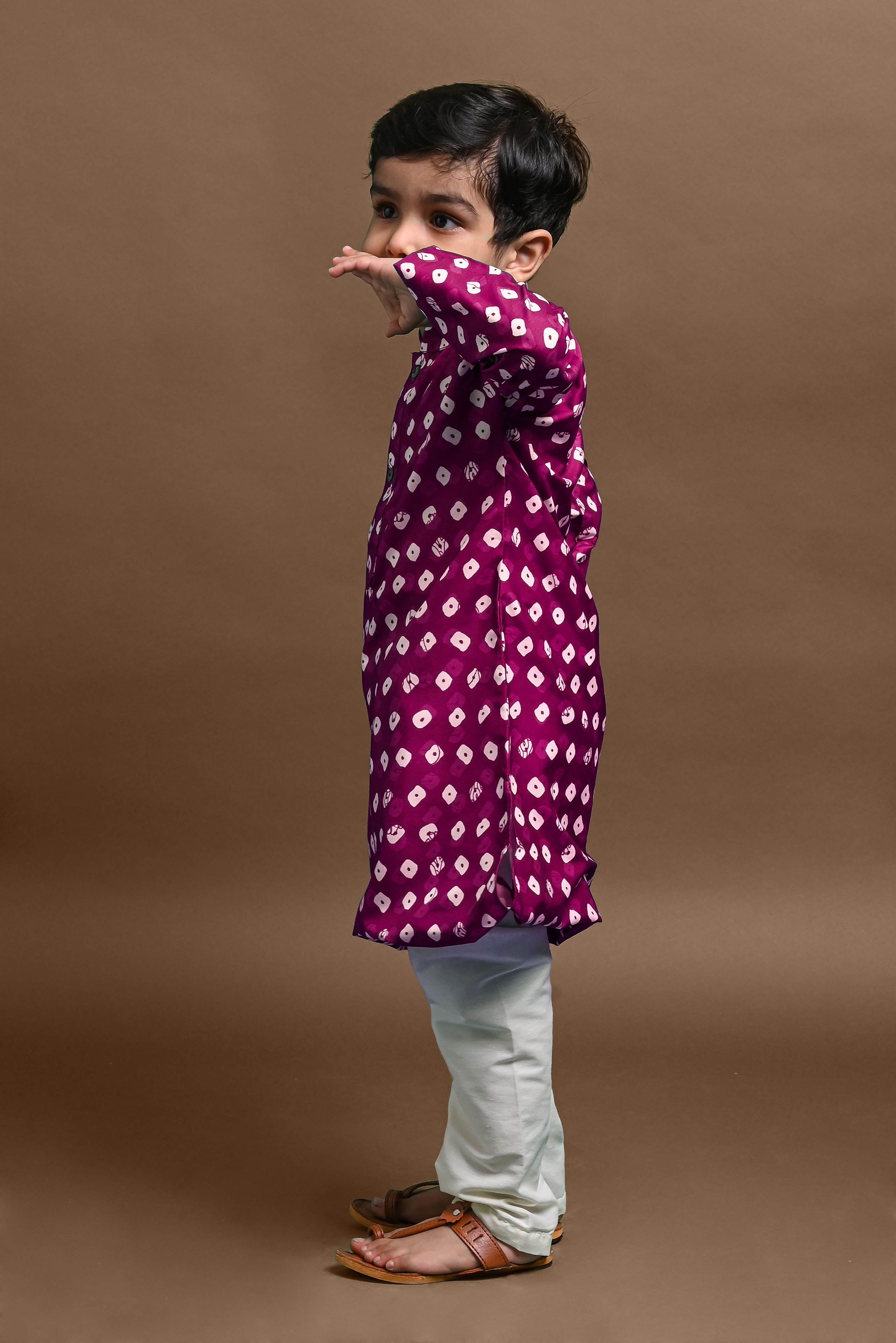 Burgundy Printed Kurta With Pajama Set For Boys Vesham Retails