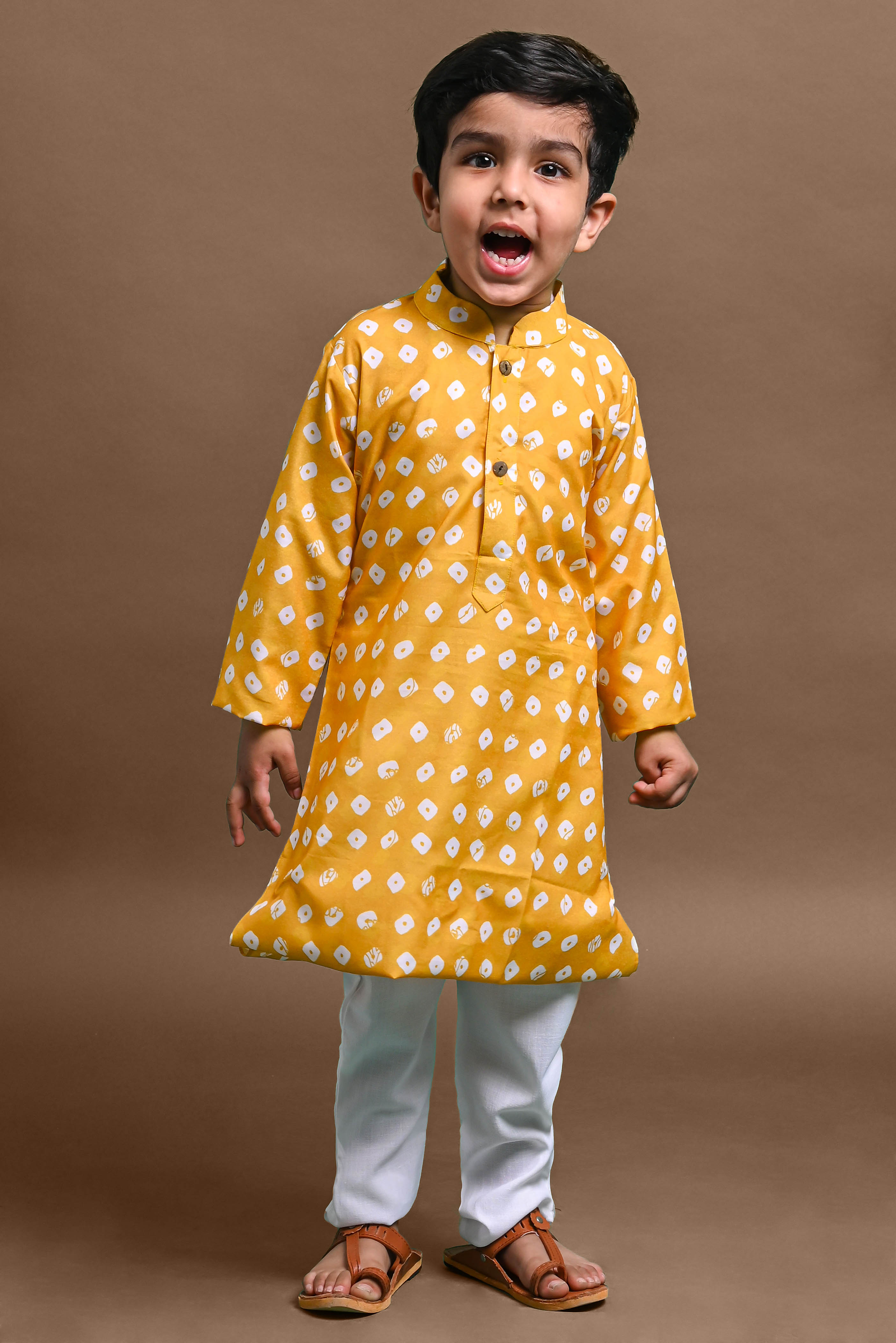 Yellow Printed Kurta With Pajama Set For Boys Vesham Retails