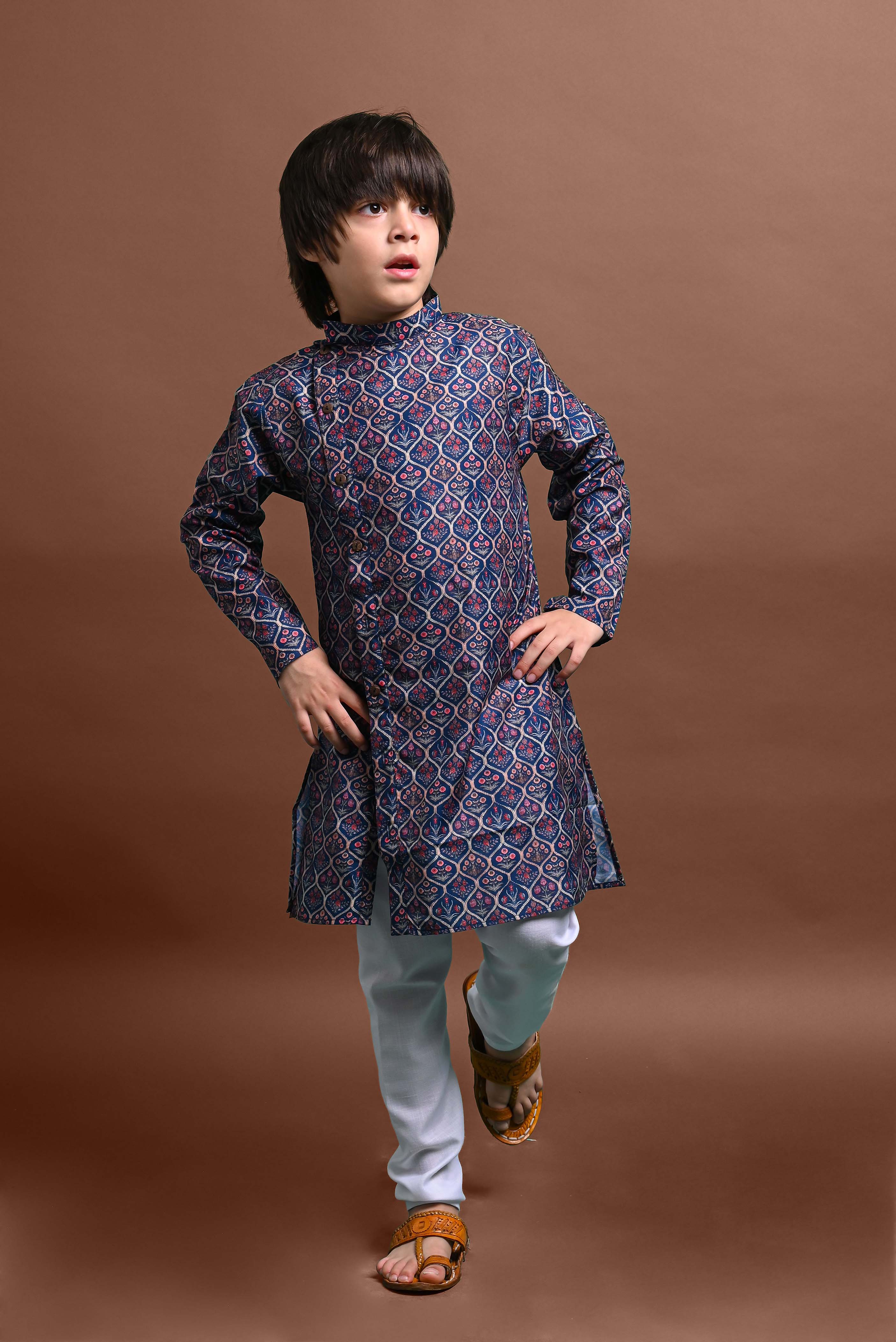 Blue Printed Kurta With Pajama Set For Boys Vesham Retails