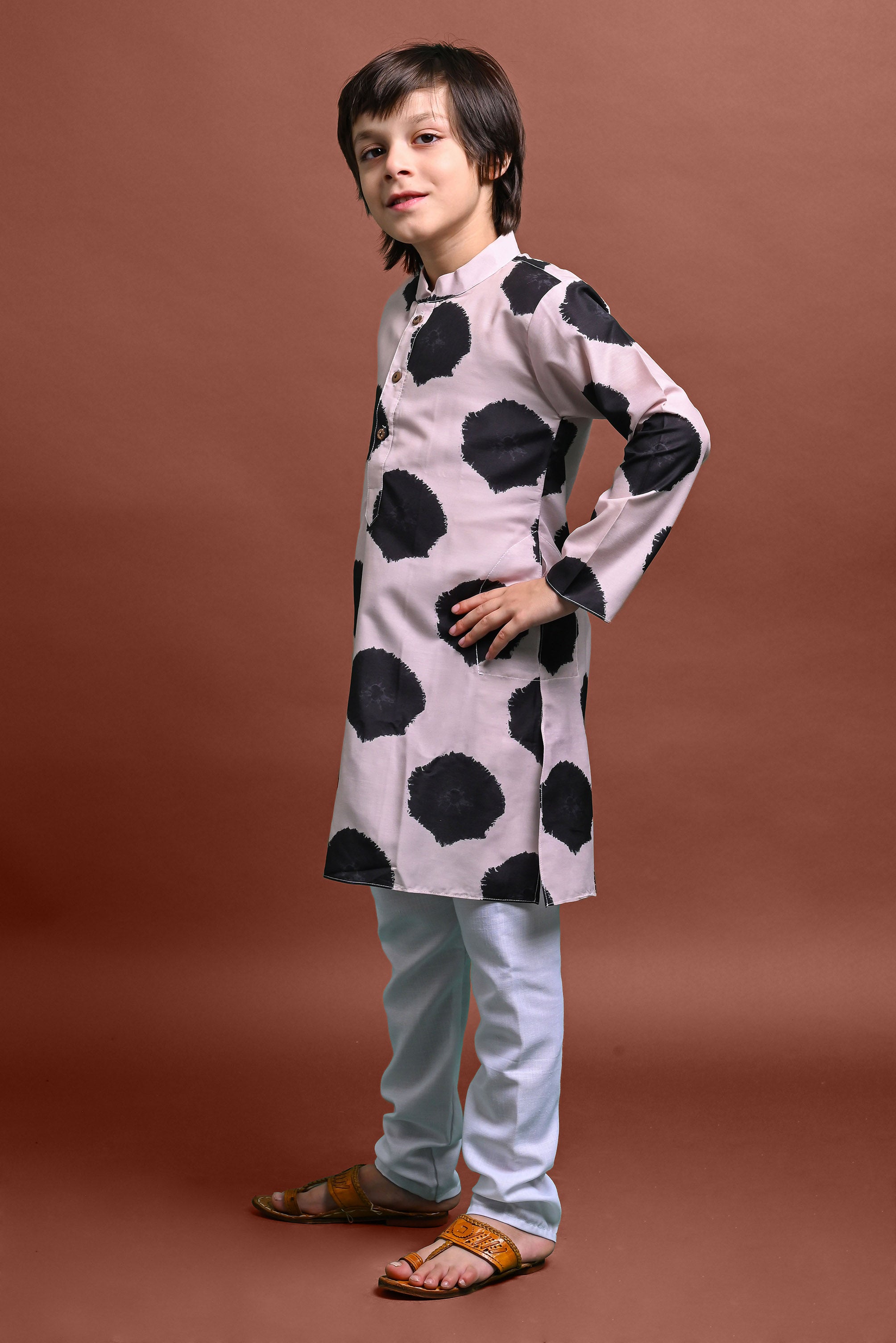 Black Printed Kurta With Pajama Set For Boys Vesham Retails