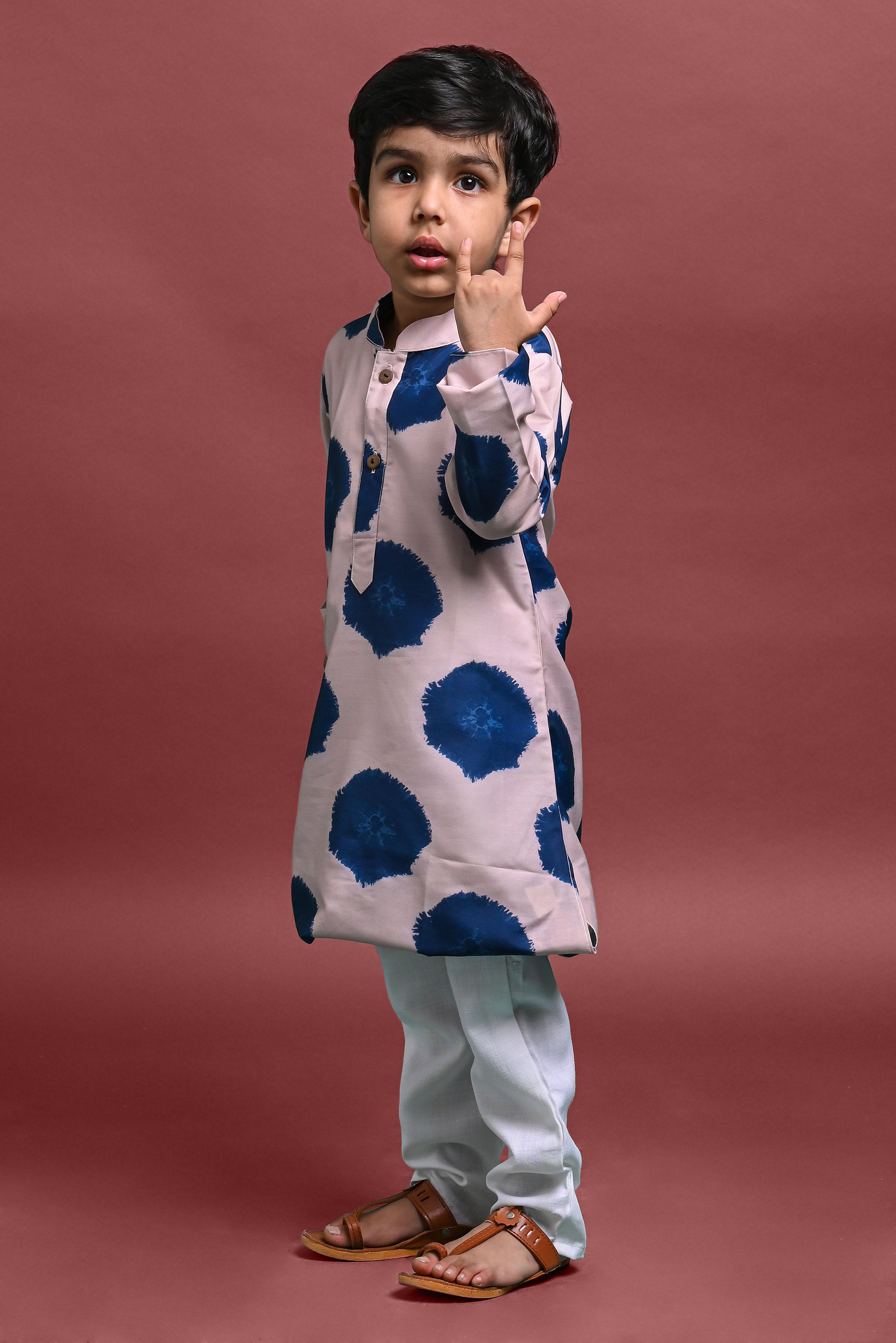 Blue Printed Kurta With Pajama Set For Boys Vesham Retails