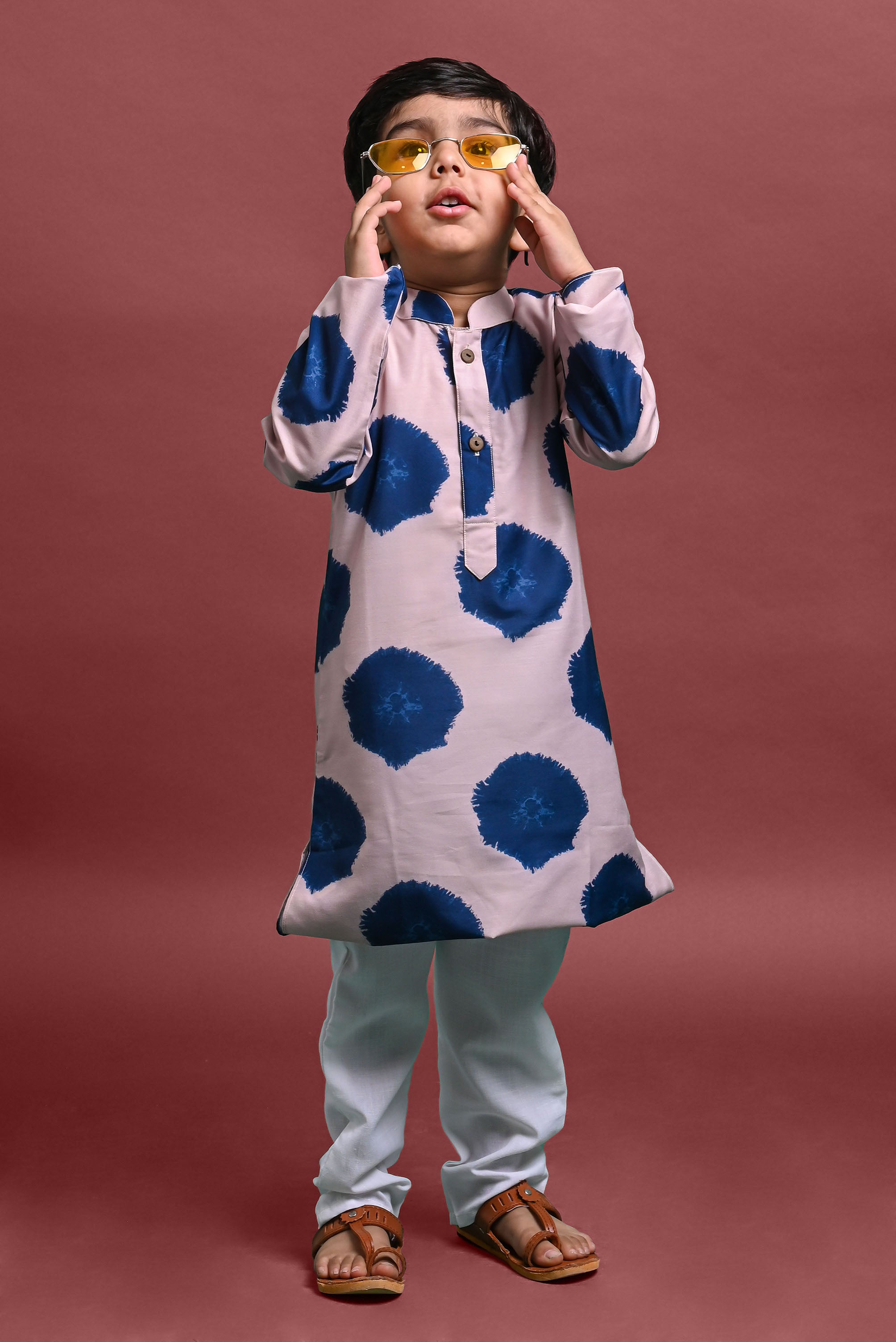 Blue Printed Kurta With Pajama Set For Boys Vesham Retails