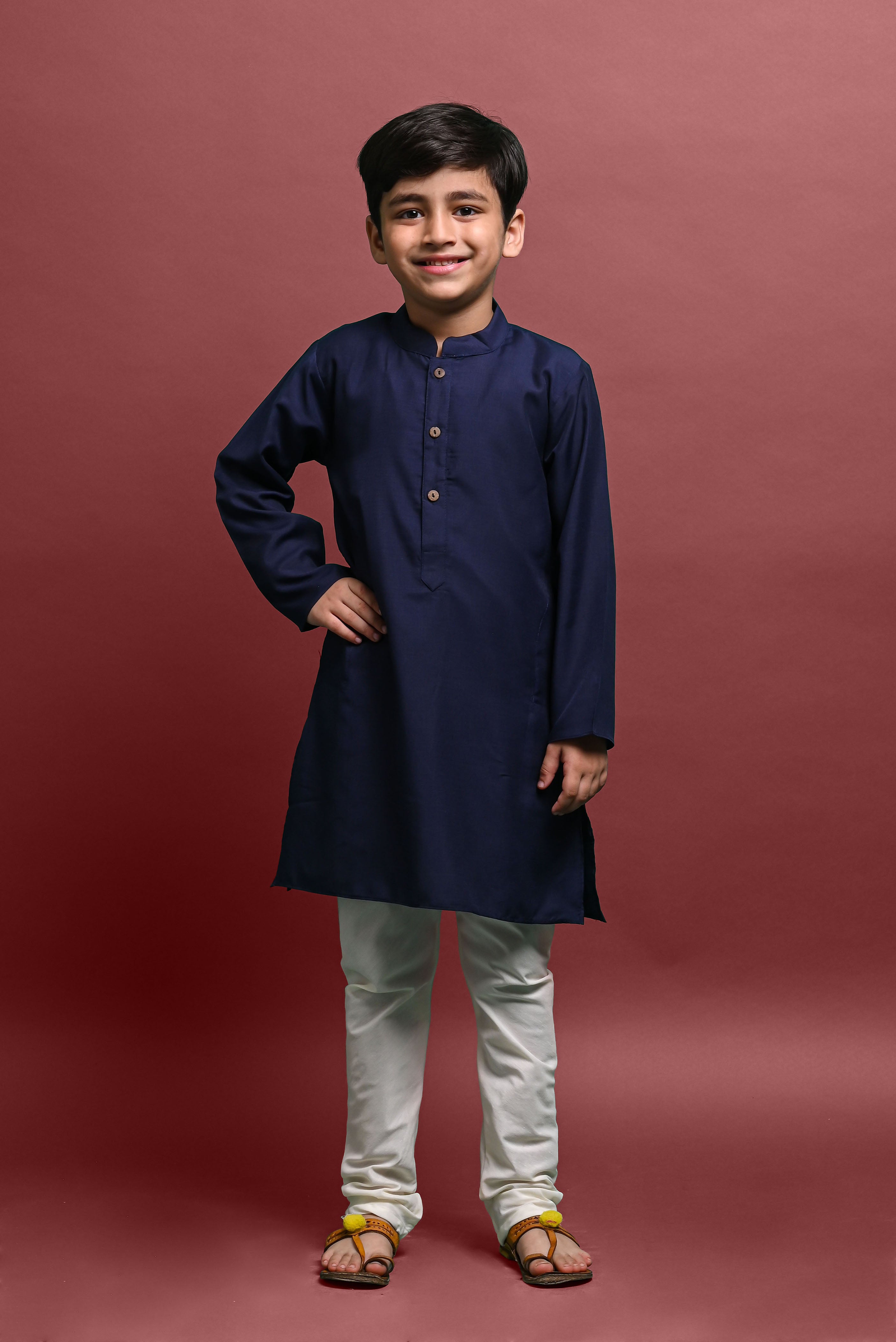 Blue Solid Kurta With Pajama Set for Kids Vesham Retails