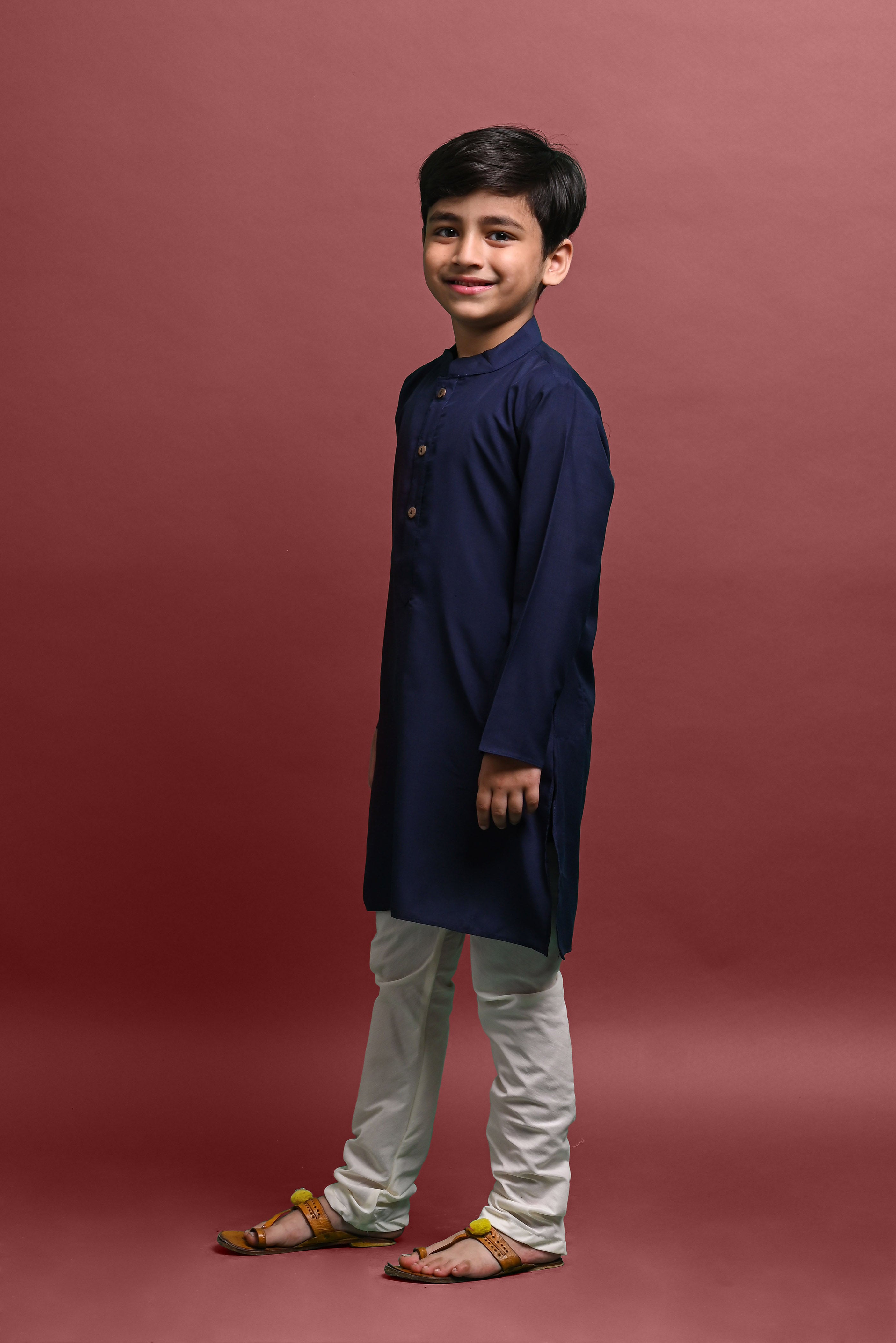 Blue Solid Kurta With Pajama Set for Kids Vesham Retails