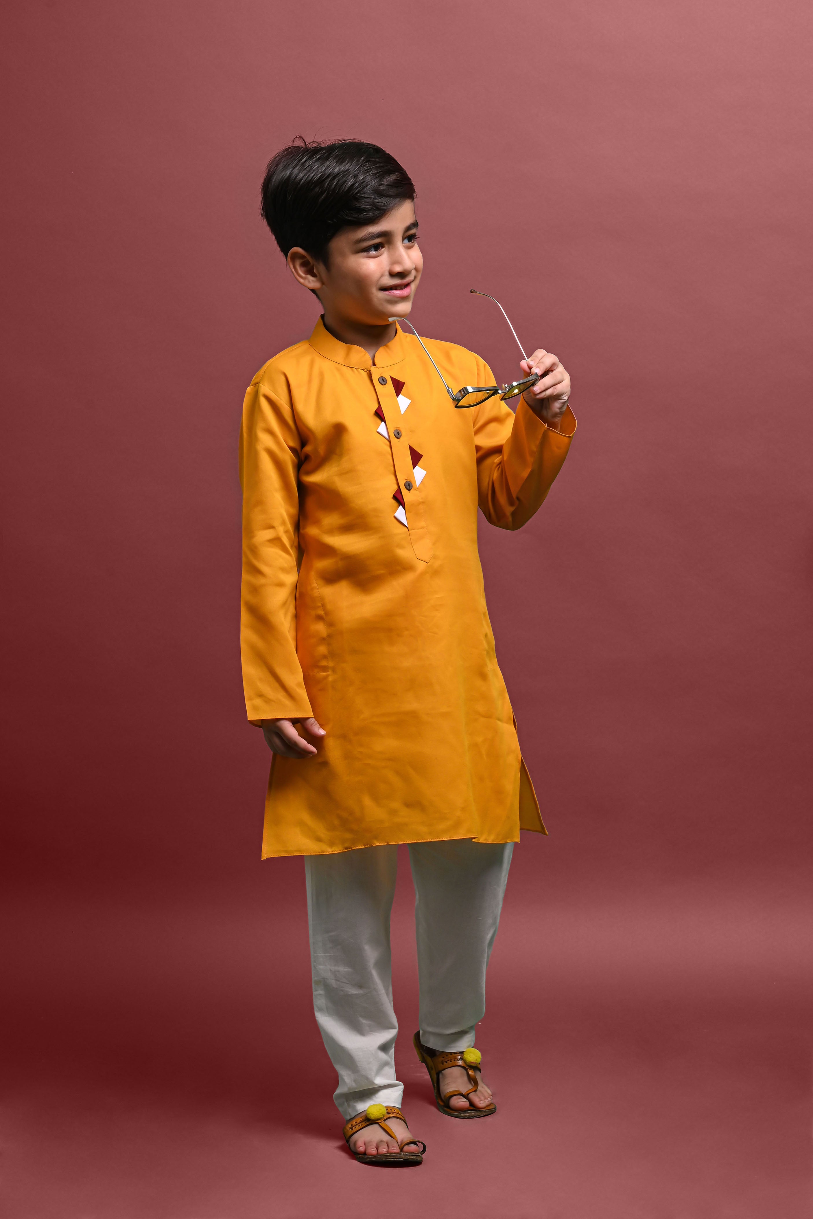 Yellow Embellished Kurta with Pajama Set for Boys Vesham Retails