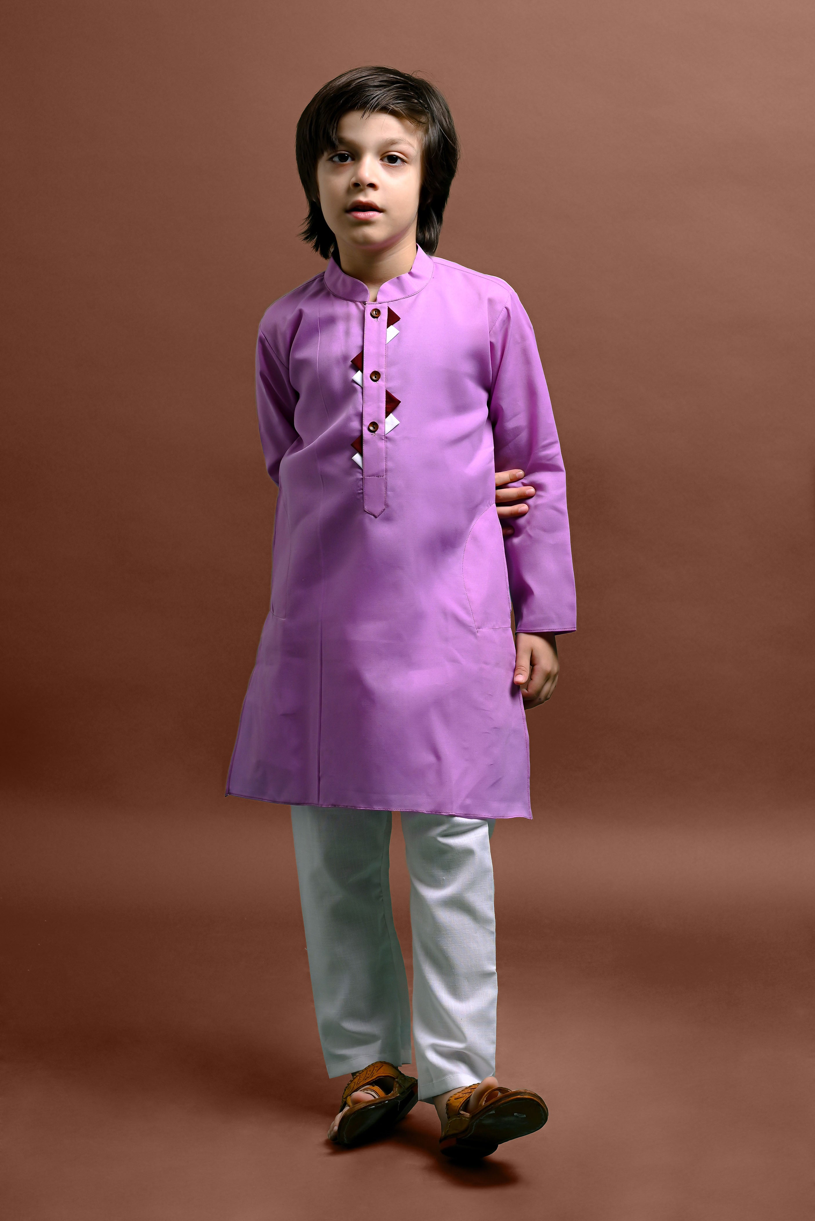 Violet Embellished Kurta with Pajama Set for Boys Vesham Retails