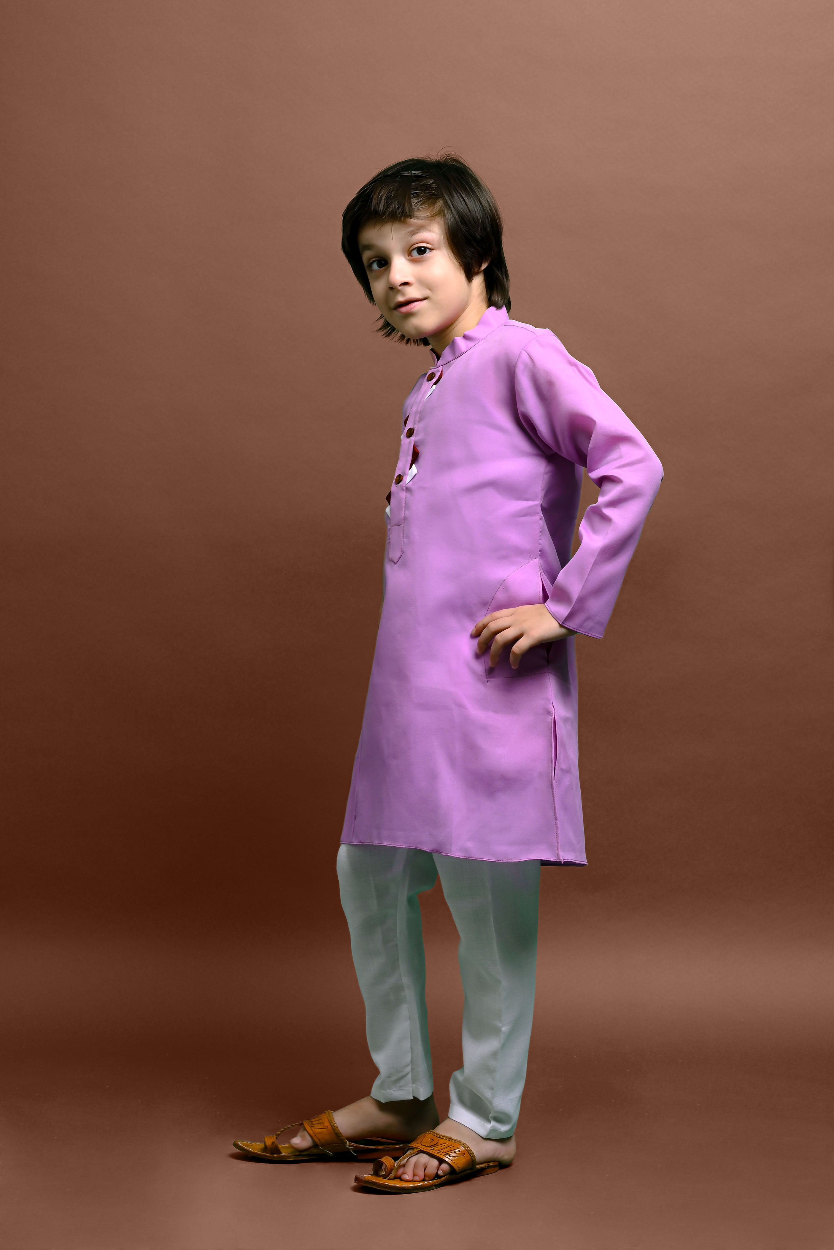 Violet Embellished Kurta with Pajama Set for Boys Vesham Retails