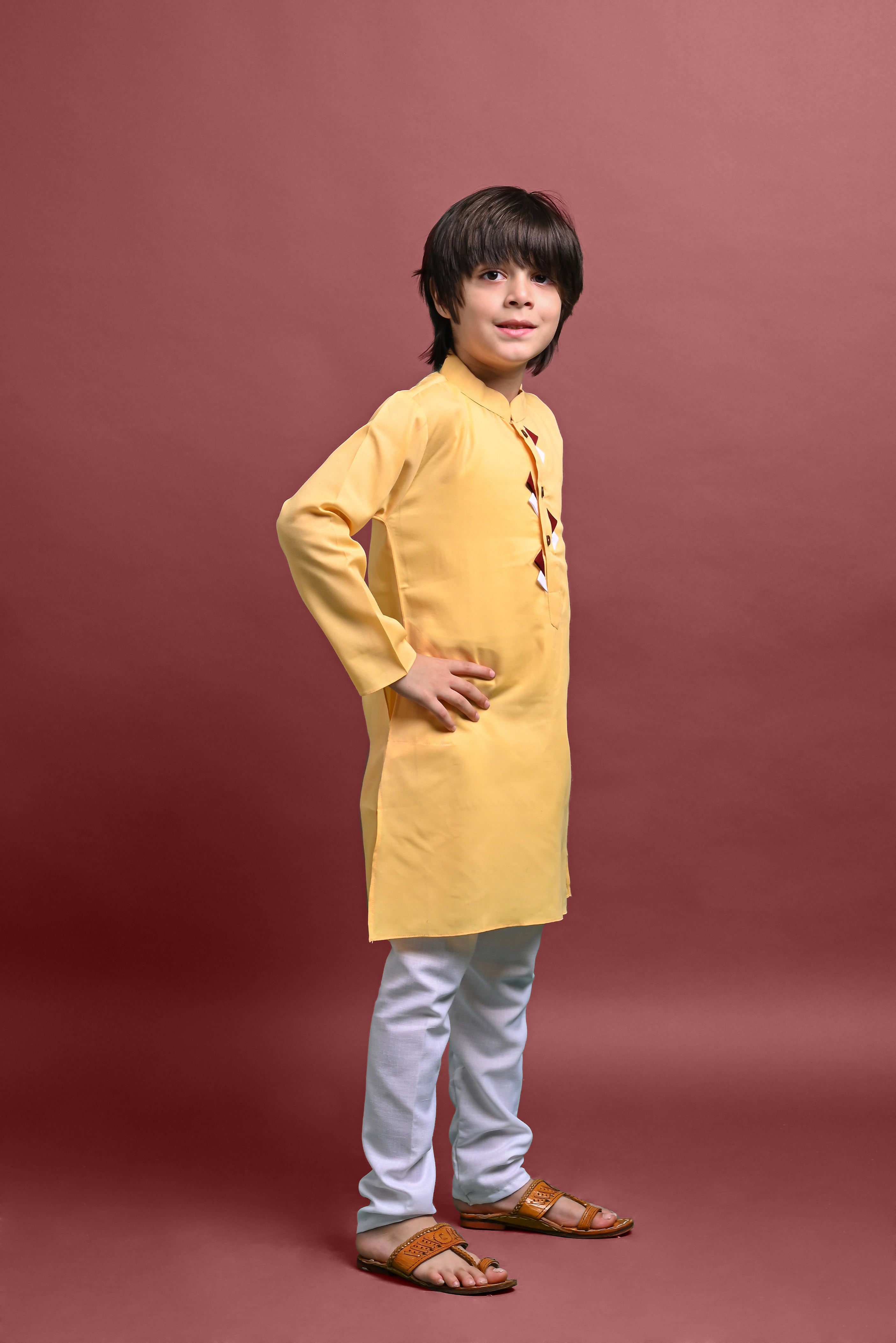 Yellow Embellished Kurta with Pajama Set for Boys Vesham Retails