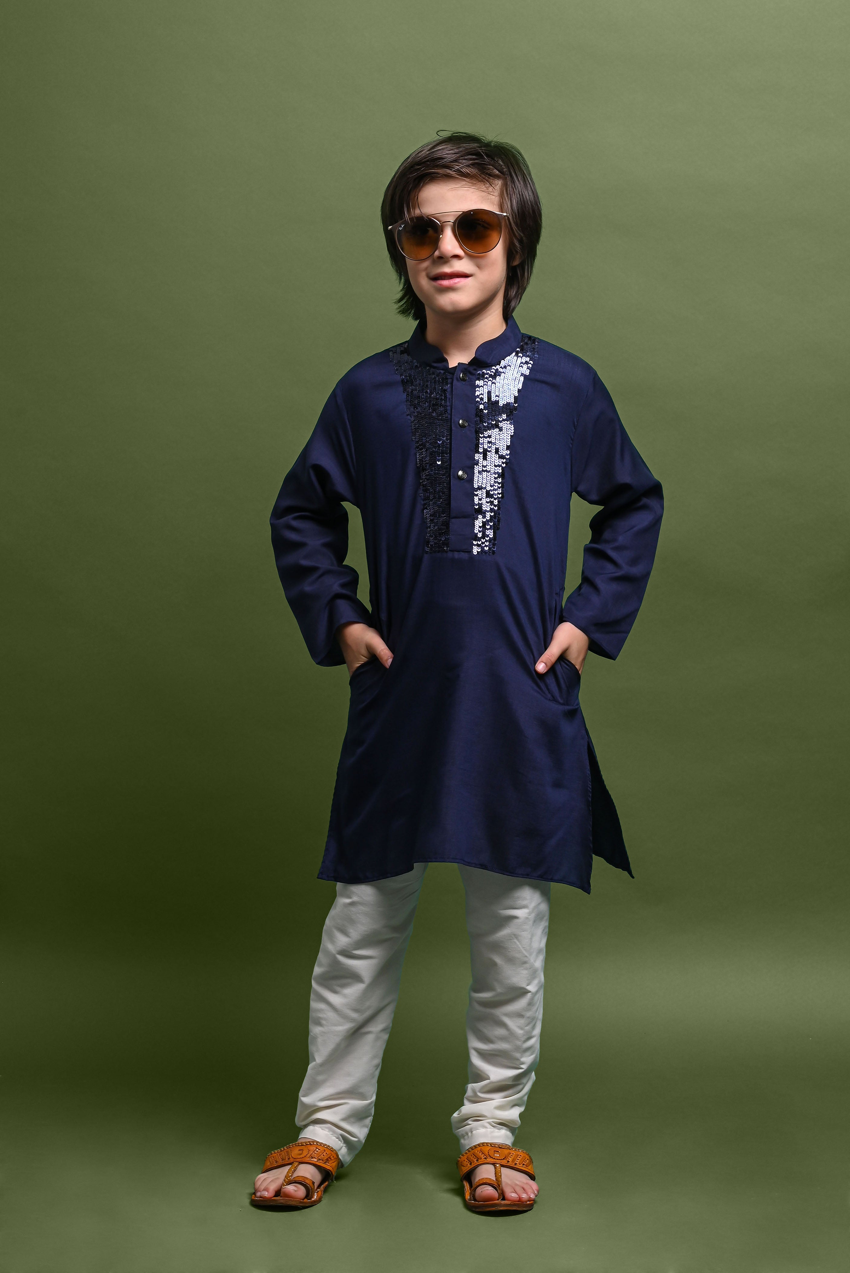 Blue Designing Kurta with Pajama set for Kids Vesham Retails