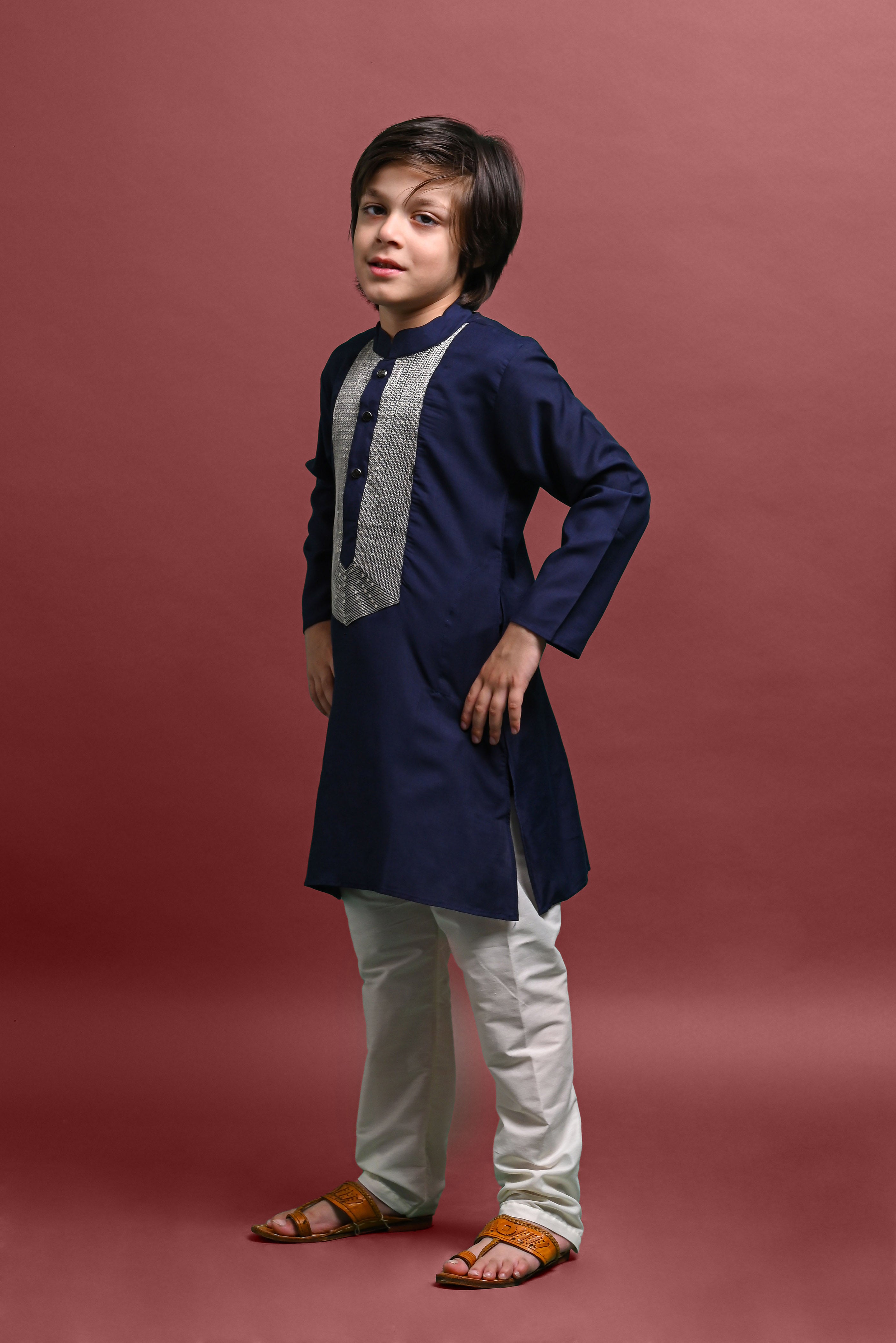 Blue Designing Kurta with Pajama set for Kids Vesham Retails