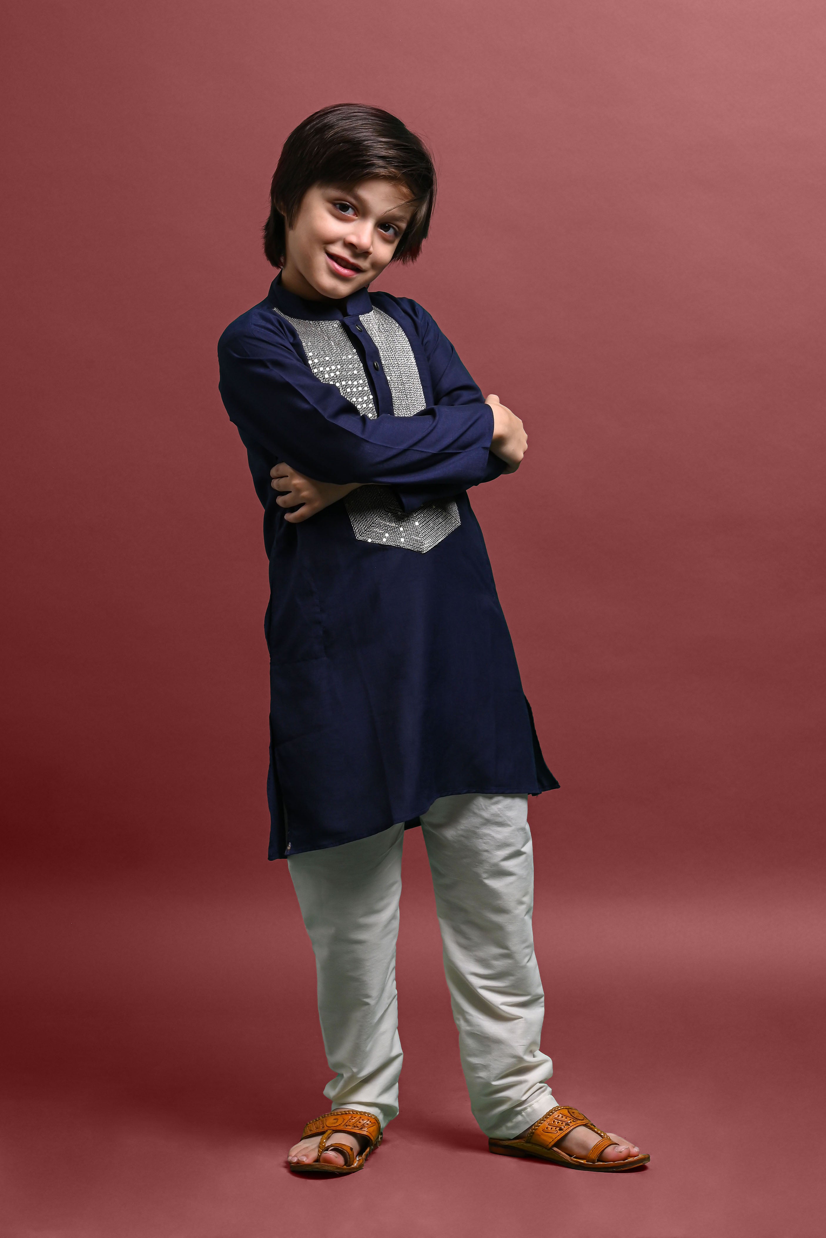 Blue Designing Kurta with Pajama set for Kids Vesham Retails