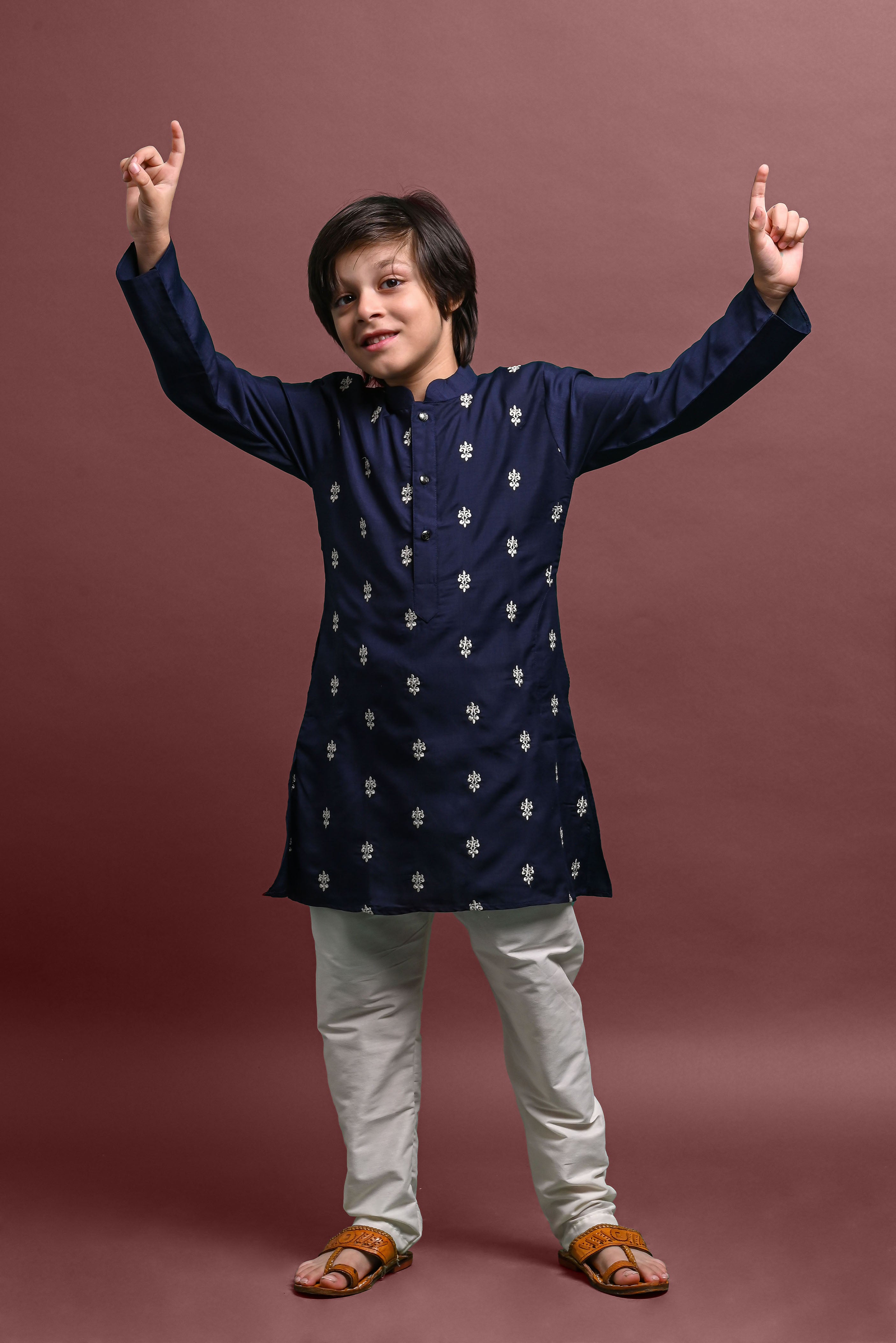 Blue Designing Kurta with Pajama set for Kids Vesham Retails