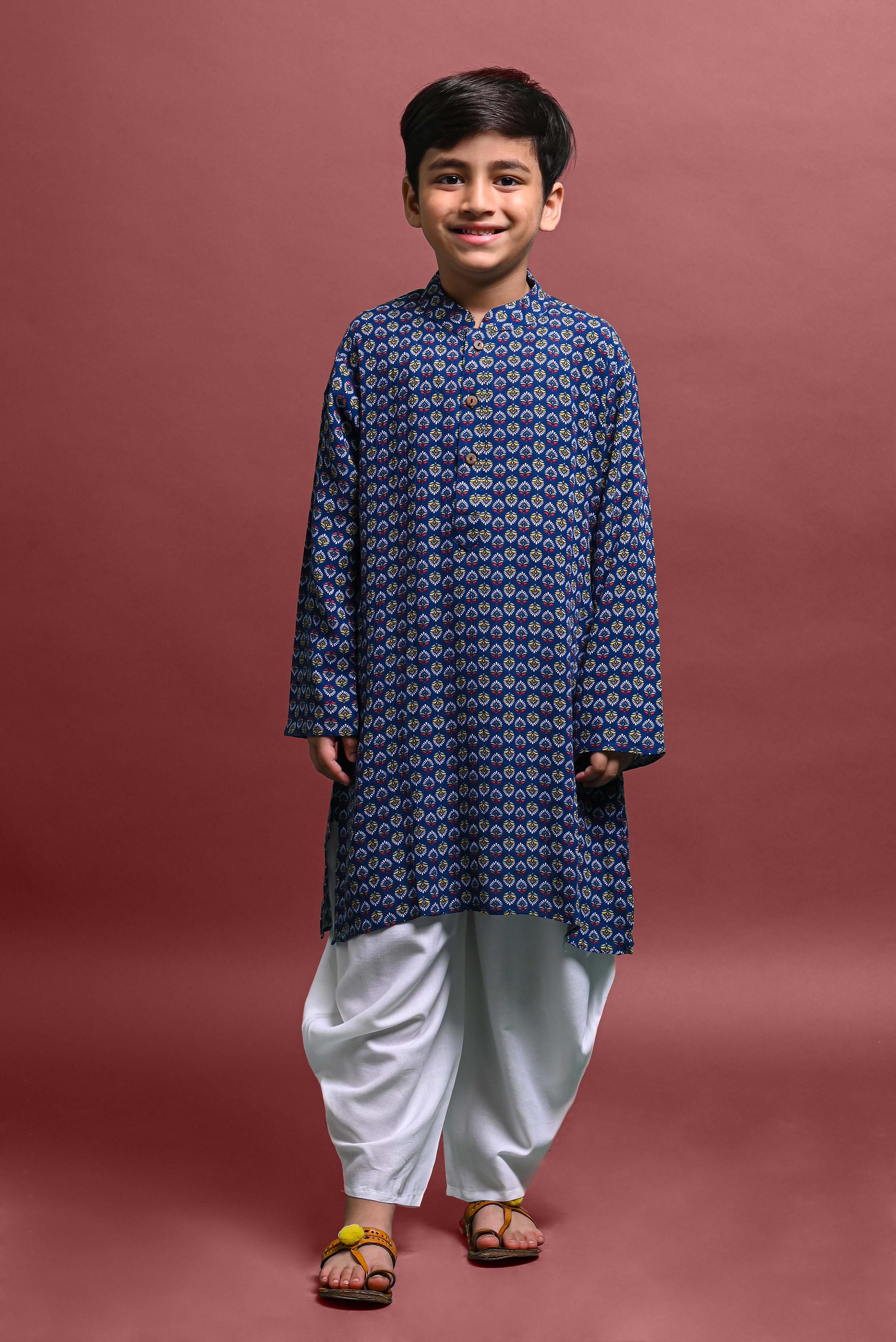 Blue Printed Kurta With Pajama Set For Boys Vesham Retails