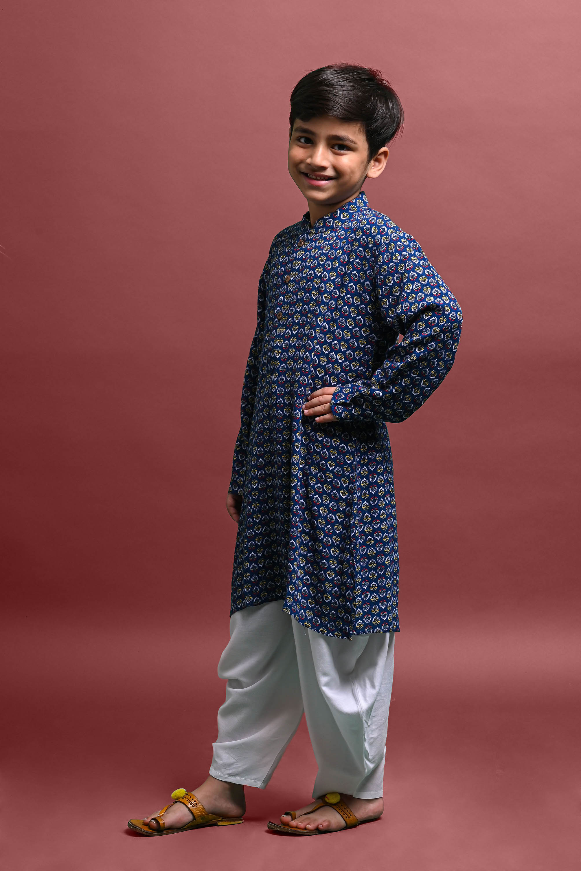 Blue Printed Kurta With Pajama Set For Boys Vesham Retails