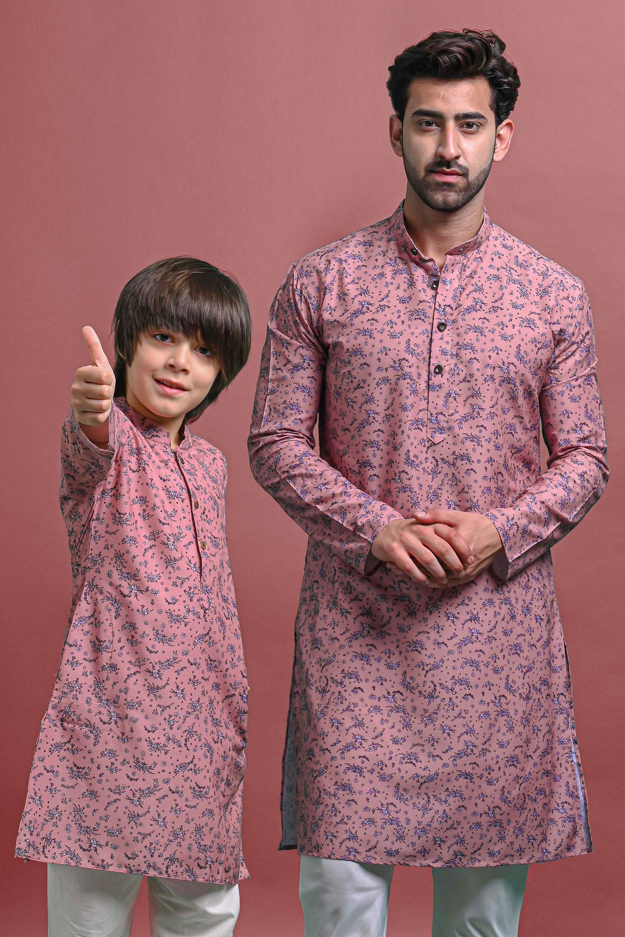 Peach Printed Kurta Payjama Set Vesham