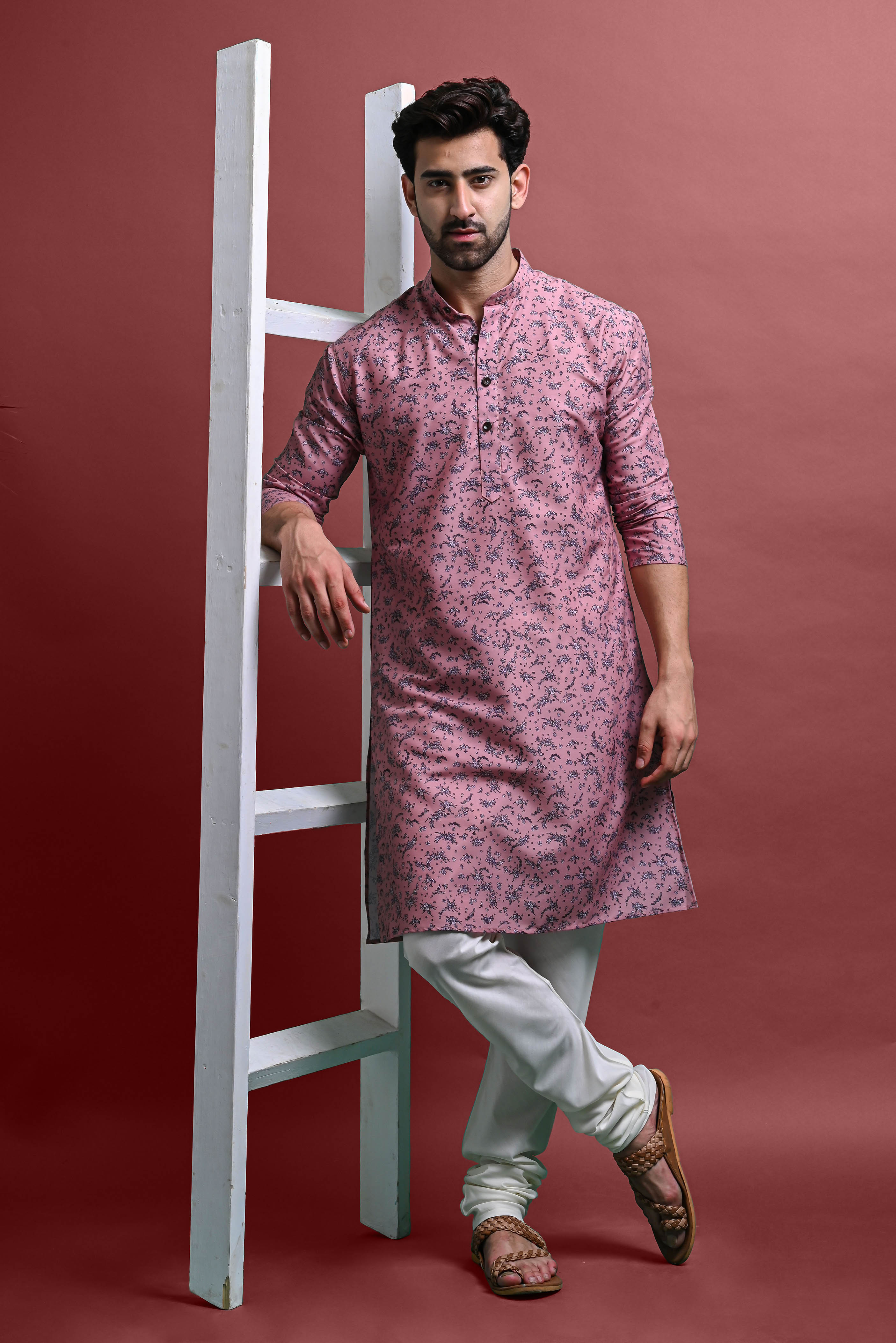 Peach Printed Kurta Payjama Set Vesham