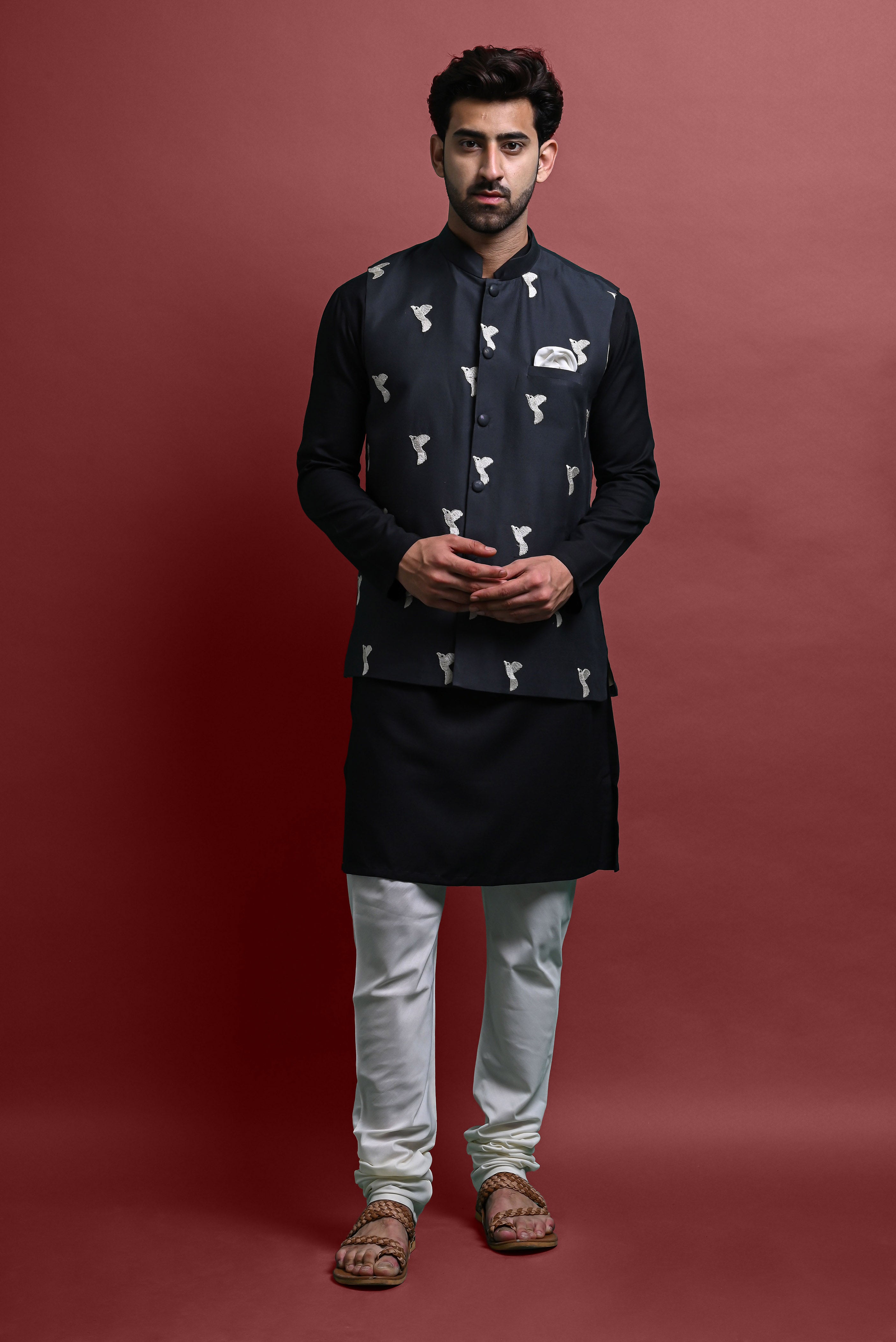 Kurta Churidar With Jacket Set For Men Vesham Retails