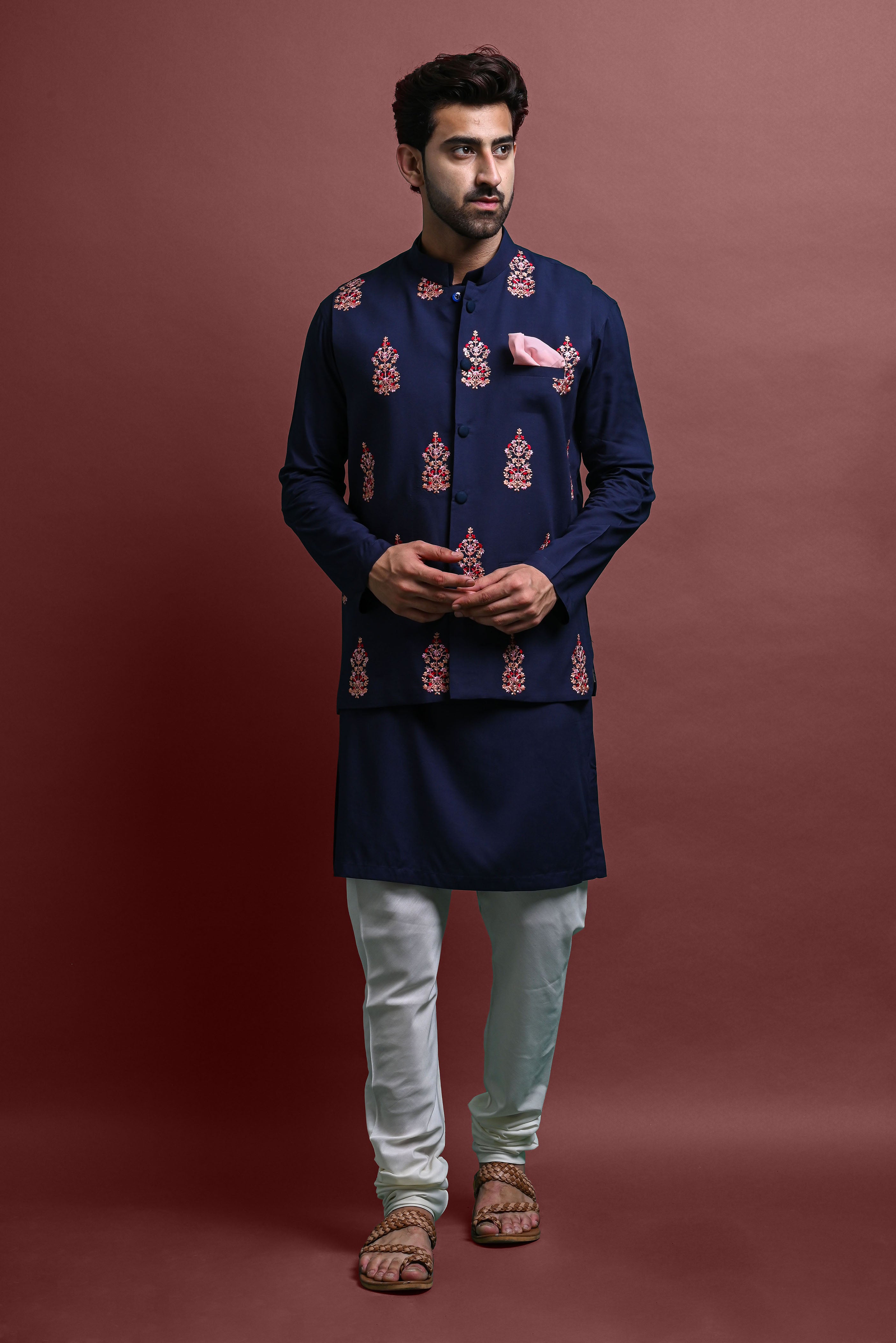 Kurta Churidar With Jacket Set For Men Vesham Retails