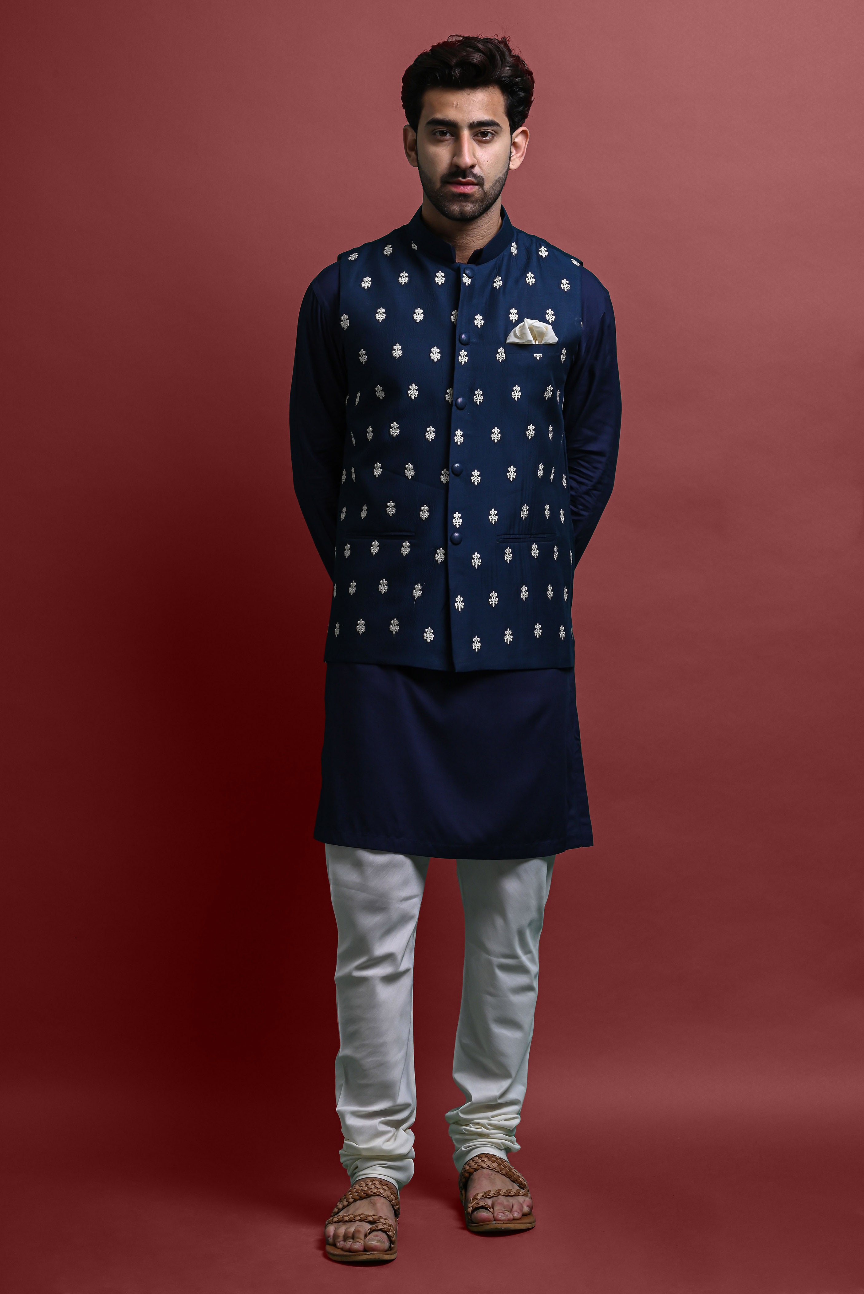 Kurta Churidar With Jacket Set For Men Vesham Retails